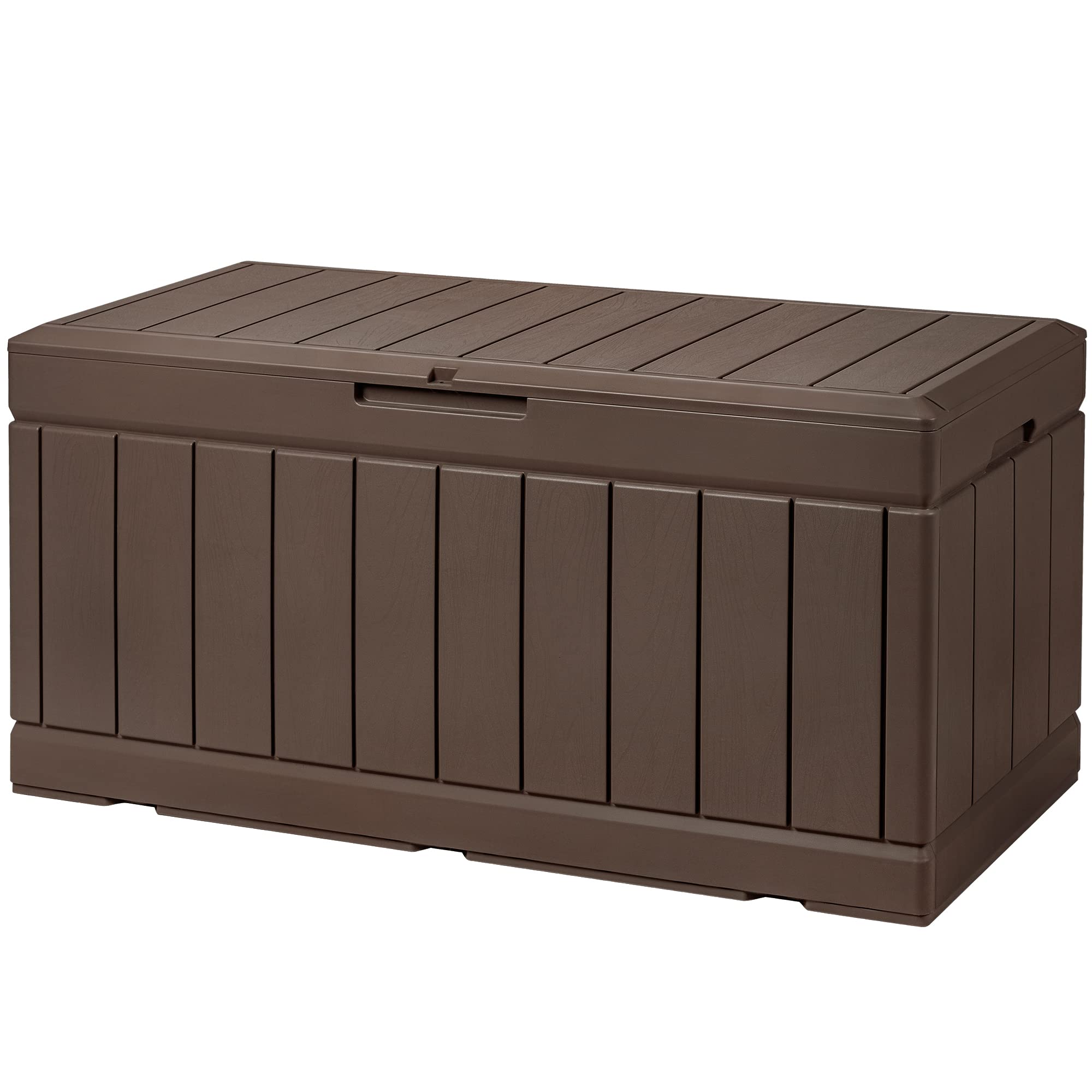 Devoko 100 Gallon Waterproof Large Resin Deck Box Indoor Outdoor Lockable Storage Container for Patio Furniture Cushions Garden Tools (100 Gallon, Black)