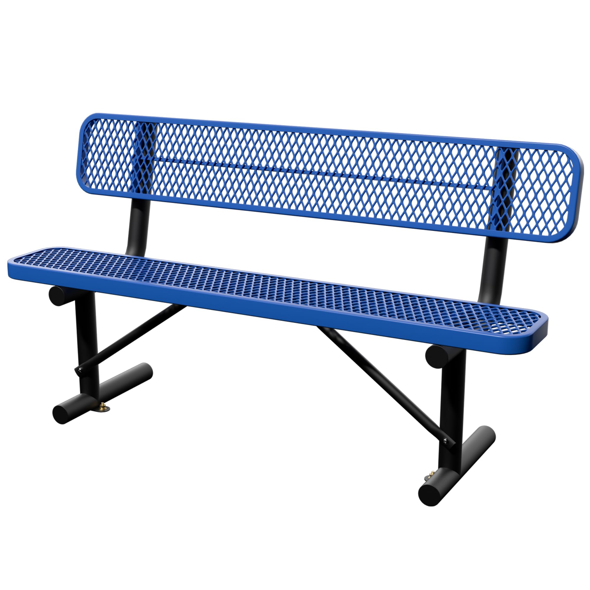 6 Feet Heavy Duty Metal Park Bench for Outside, Outdoor Bench with Backrest & Portable Frame, Commercial Benches for Shopping Malls, Stores, Parks, Patios, Decks, Black