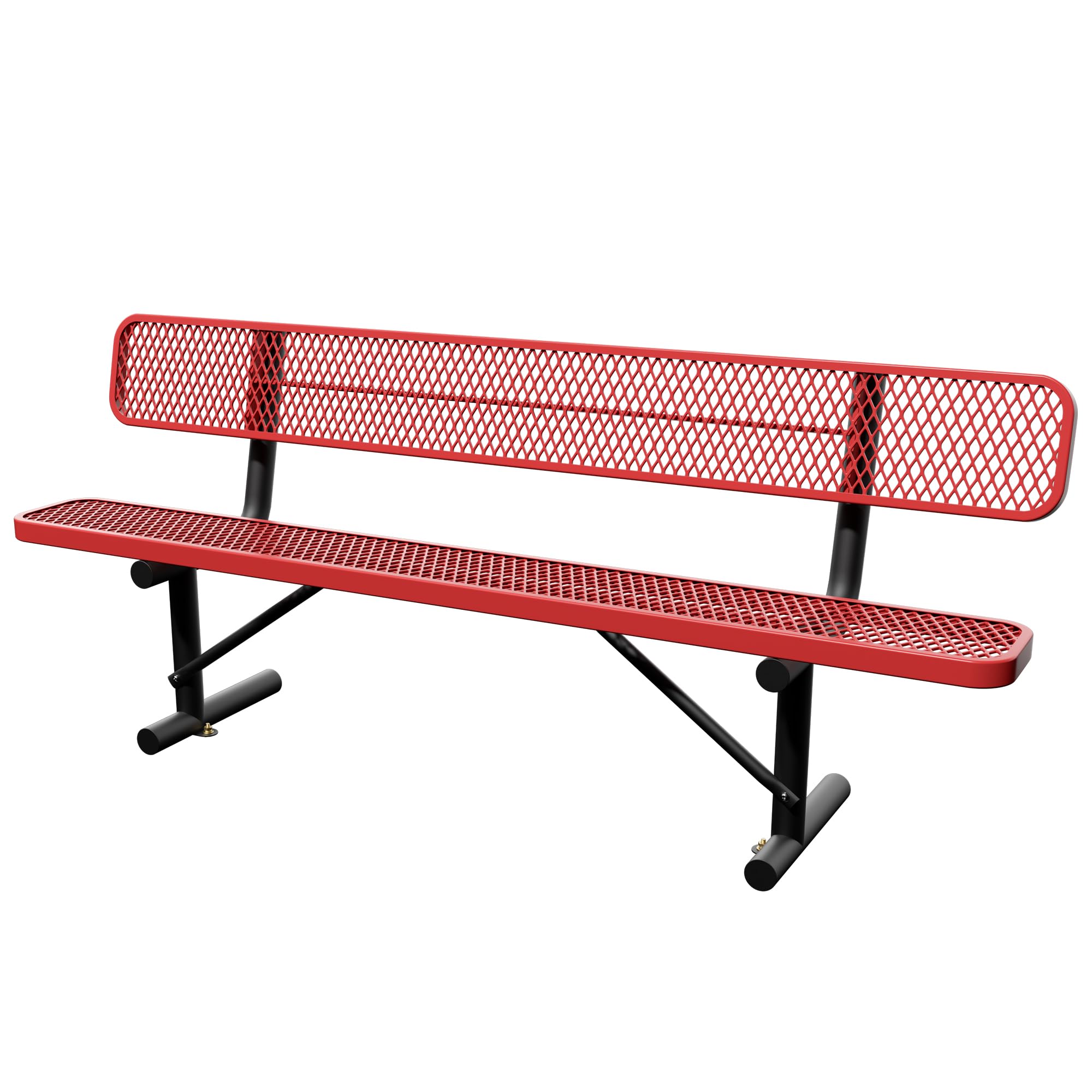 6 Feet Heavy Duty Metal Park Bench for Outside, Outdoor Bench with Backrest & Portable Frame, Commercial Benches for Shopping Malls, Stores, Parks, Patios, Decks, Black