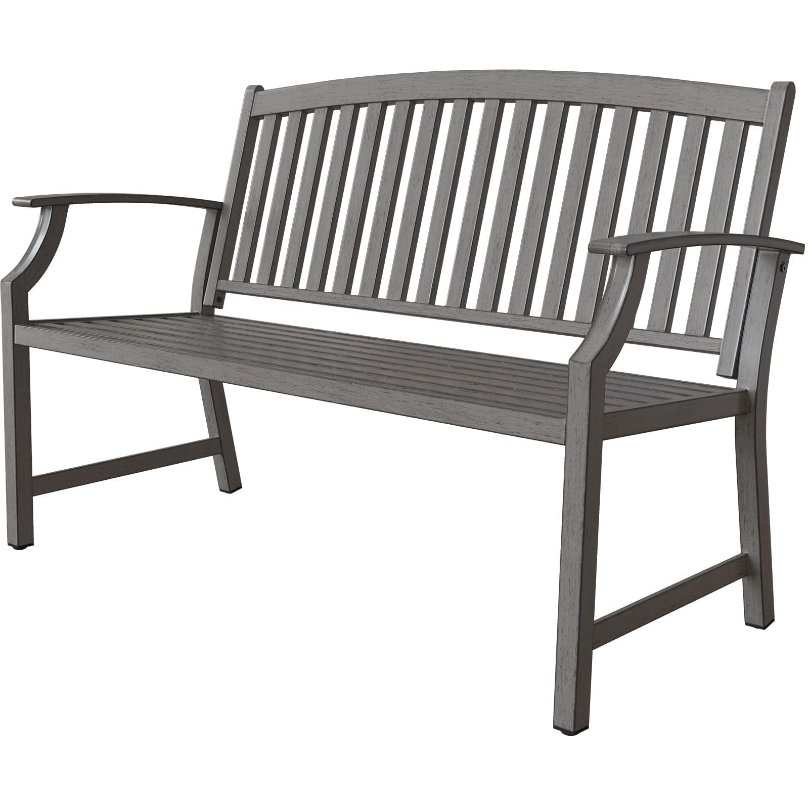 Grand patio 50" Outdoor Bench, Garden Benches with Anti-Rust Metal Powder Coated Frame, Patio Bench for Front Porch Park Outside Furniture Decor, Black