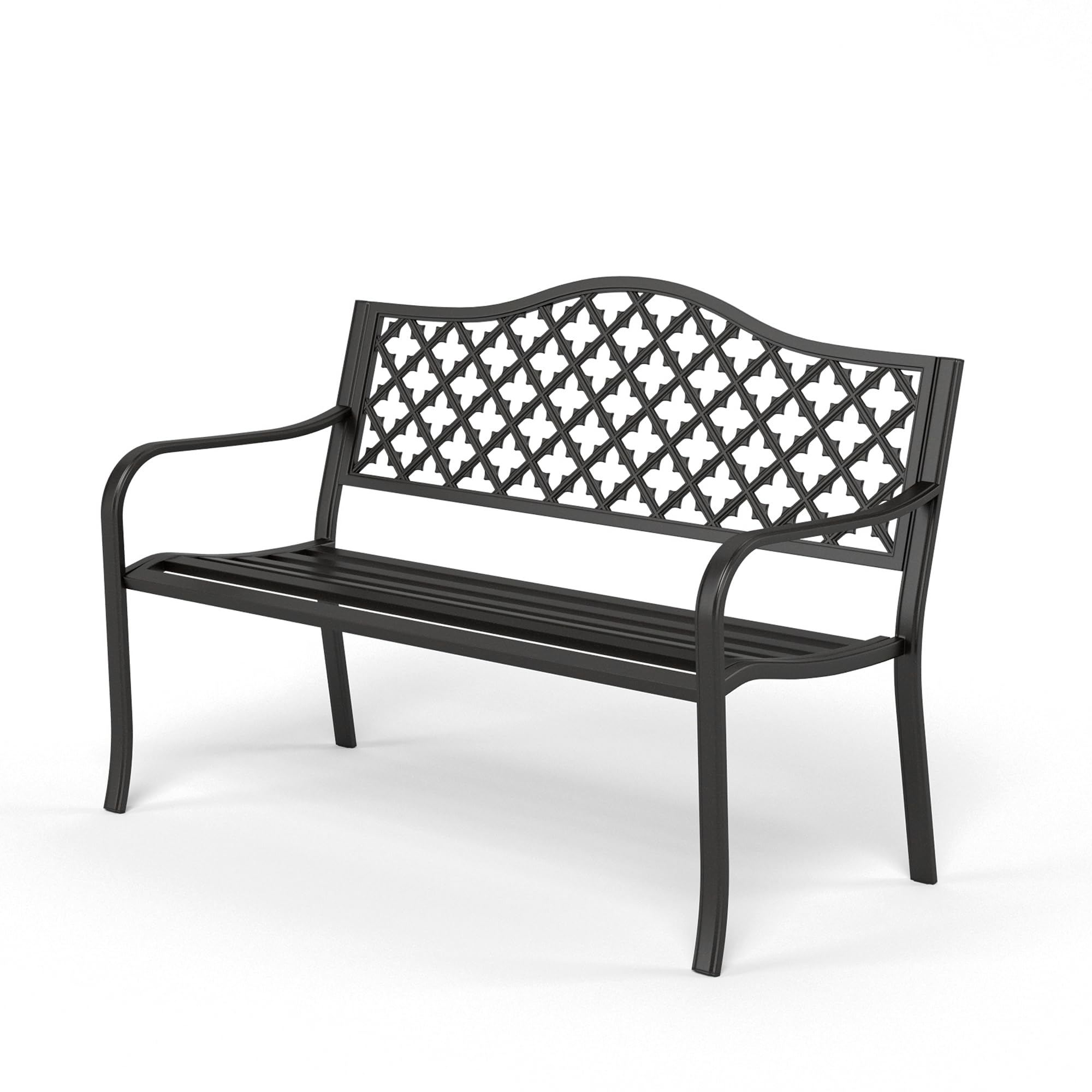 Sophia & William Outdoor Bench, Porch Bench, Garden Bench, Wrought Iron Bench with Backrest and Armrests, Bronze