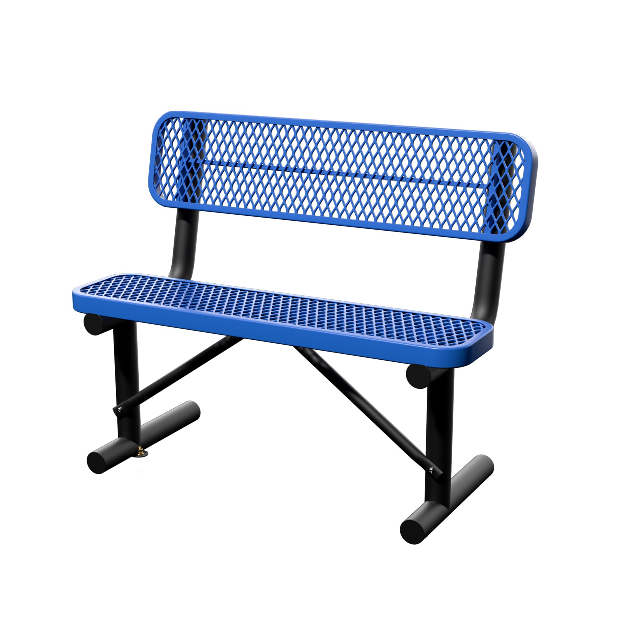 6 Feet Heavy Duty Metal Park Bench for Outside, Outdoor Bench with Backrest & Portable Frame, Commercial Benches for Shopping Malls, Stores, Parks, Patios, Decks, Black