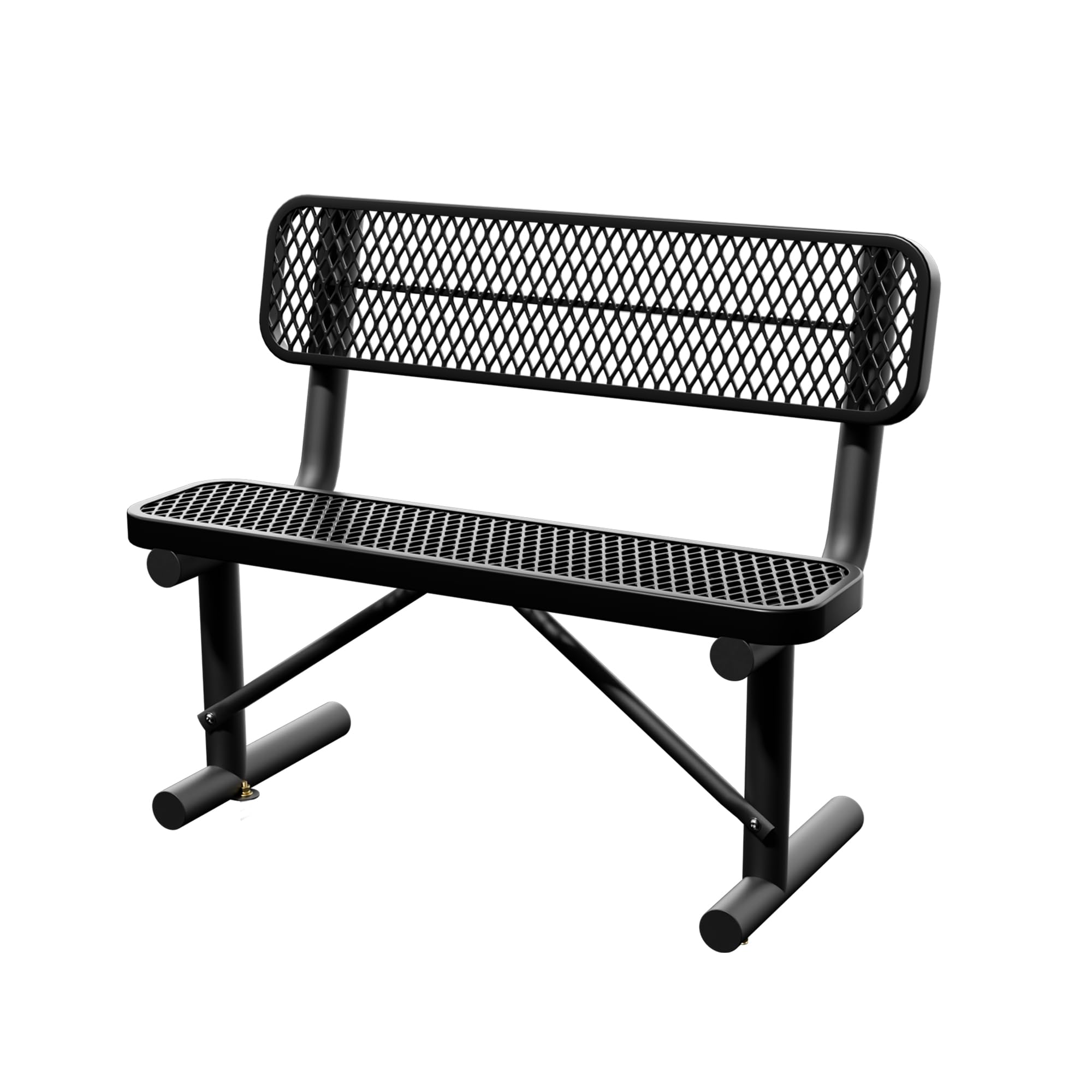 6 Feet Heavy Duty Metal Park Bench for Outside, Outdoor Bench with Backrest & Portable Frame, Commercial Benches for Shopping Malls, Stores, Parks, Patios, Decks, Black