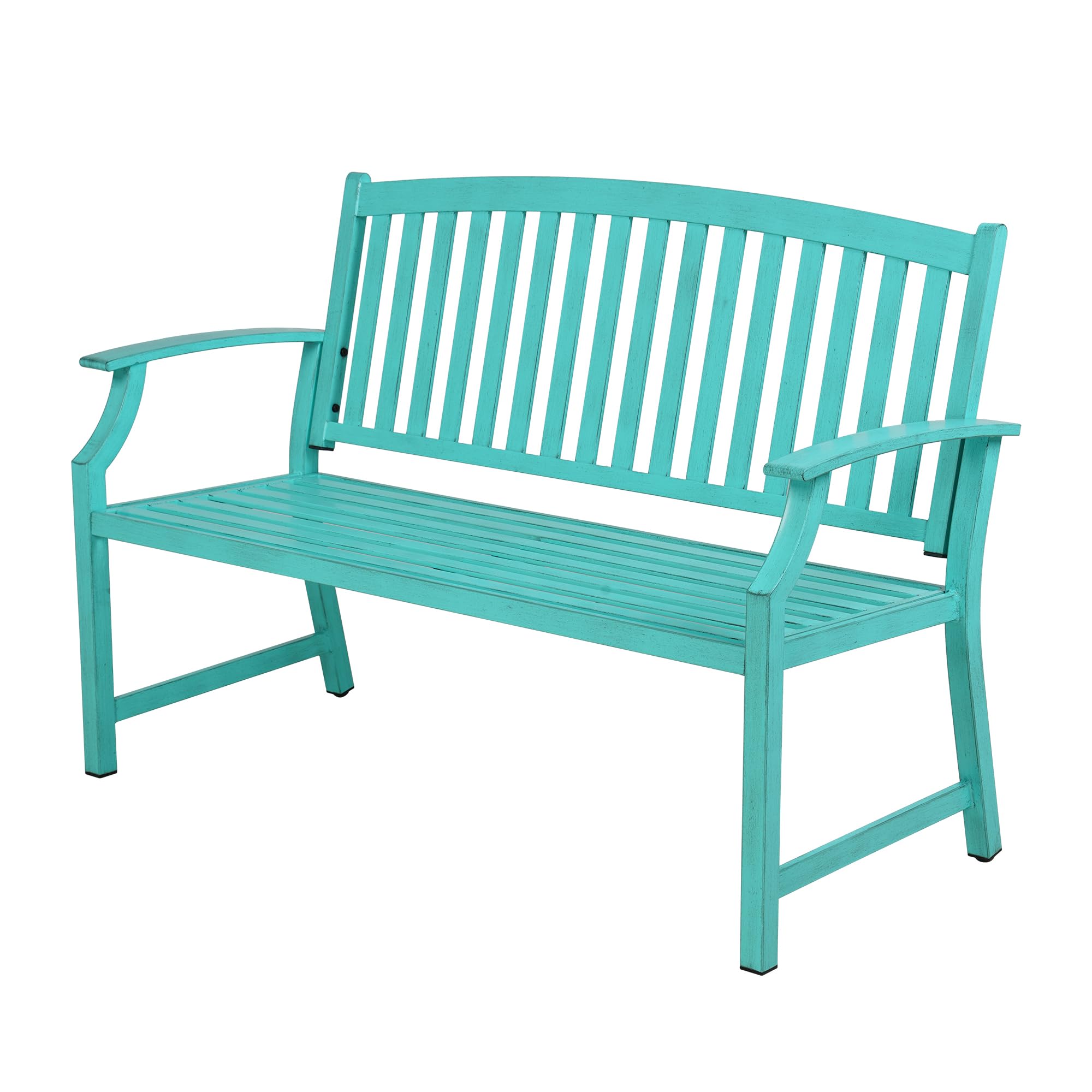 Grand patio 50" Outdoor Bench, Garden Benches with Anti-Rust Metal Powder Coated Frame, Patio Bench for Front Porch Park Outside Furniture Decor, Black