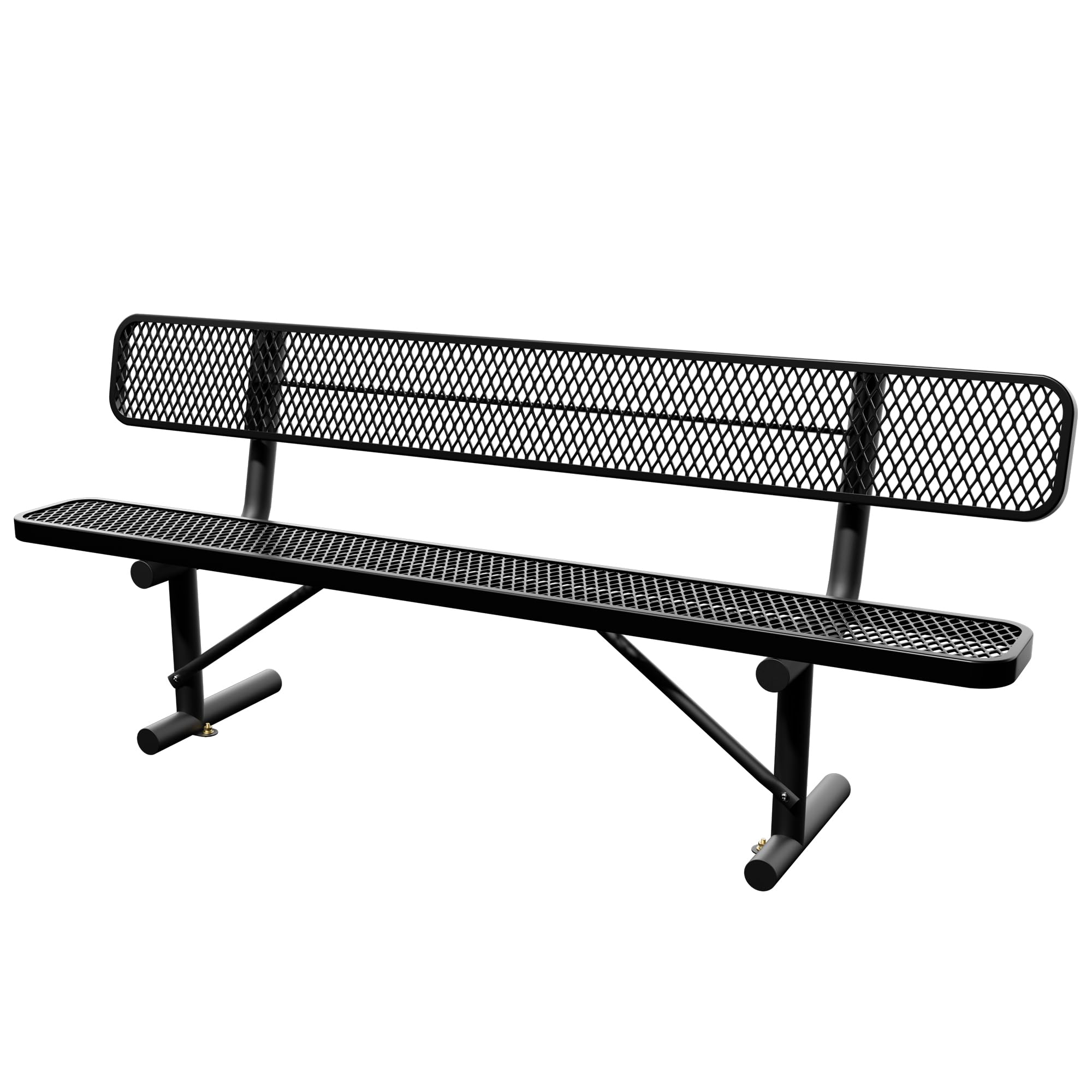 6 Feet Heavy Duty Metal Park Bench for Outside, Outdoor Bench with Backrest & Portable Frame, Commercial Benches for Shopping Malls, Stores, Parks, Patios, Decks, Black