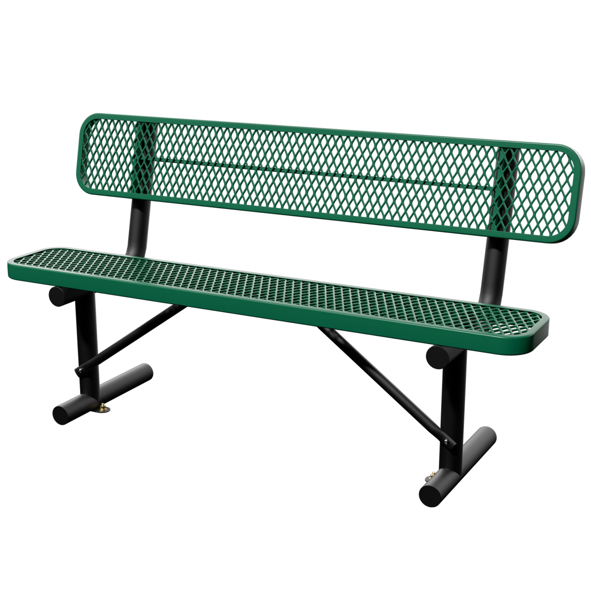 6 Feet Heavy Duty Metal Park Bench for Outside, Outdoor Bench with Backrest & Portable Frame, Commercial Benches for Shopping Malls, Stores, Parks, Patios, Decks, Black