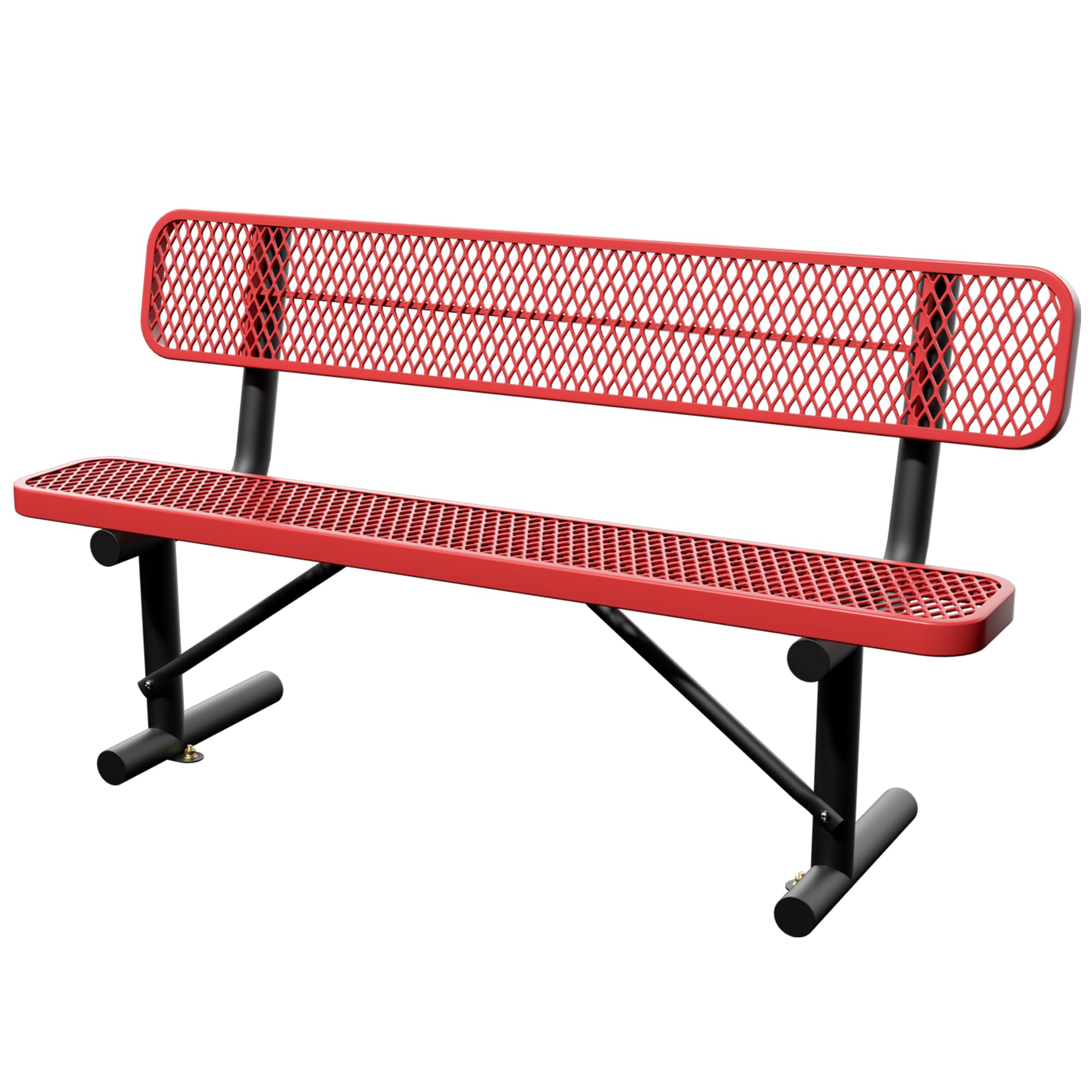 6 Feet Heavy Duty Metal Park Bench for Outside, Outdoor Bench with Backrest & Portable Frame, Commercial Benches for Shopping Malls, Stores, Parks, Patios, Decks, Black