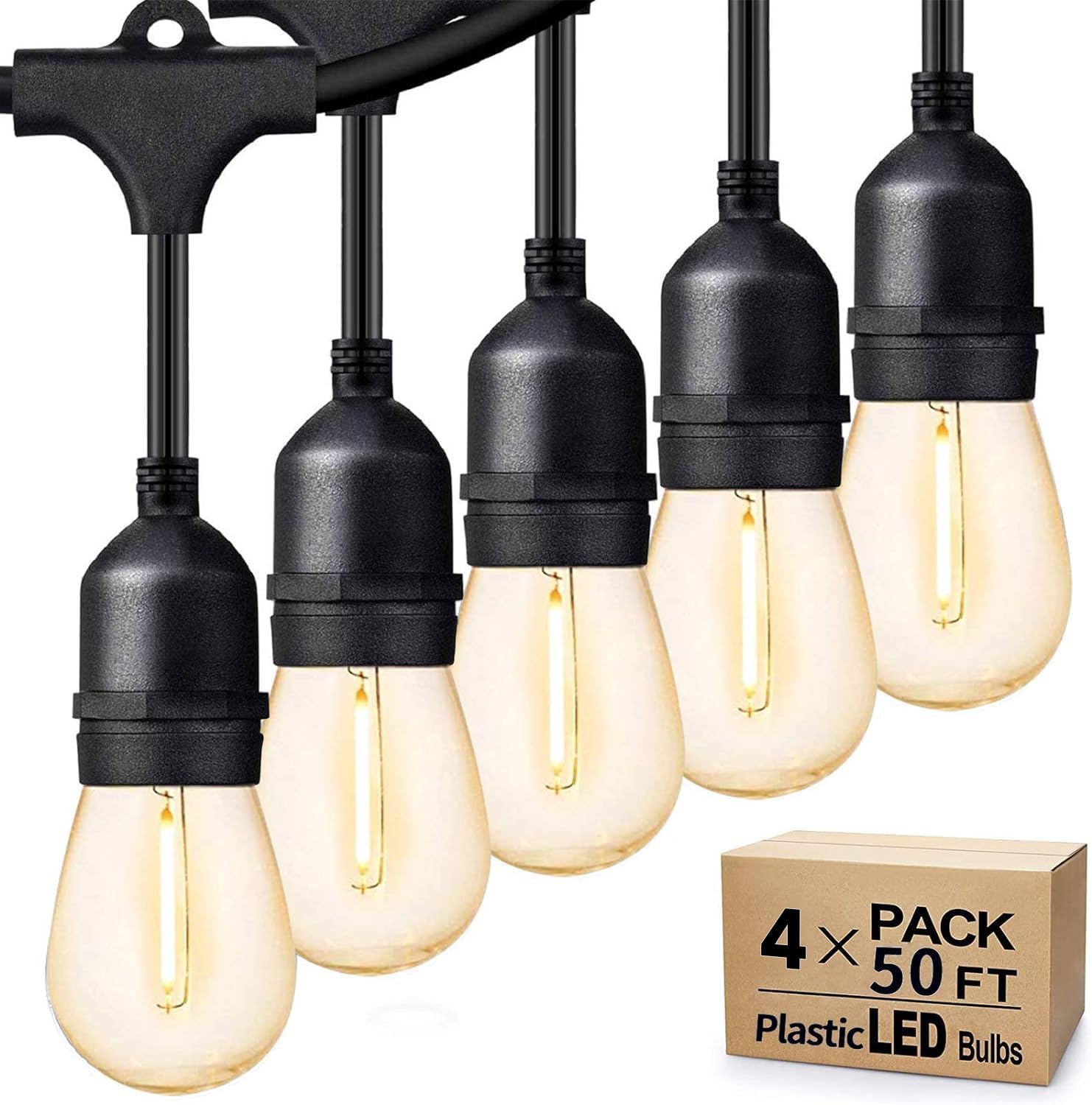 Svater Outdoor String Lights Led 105FT, Commercial Grade Patio Light with 1W Dimmable S14 Shatterproof Bulbs, ETL Listed Heavy-Duty Outside Waterproof Cafe Bistro Market Lighting Warm White