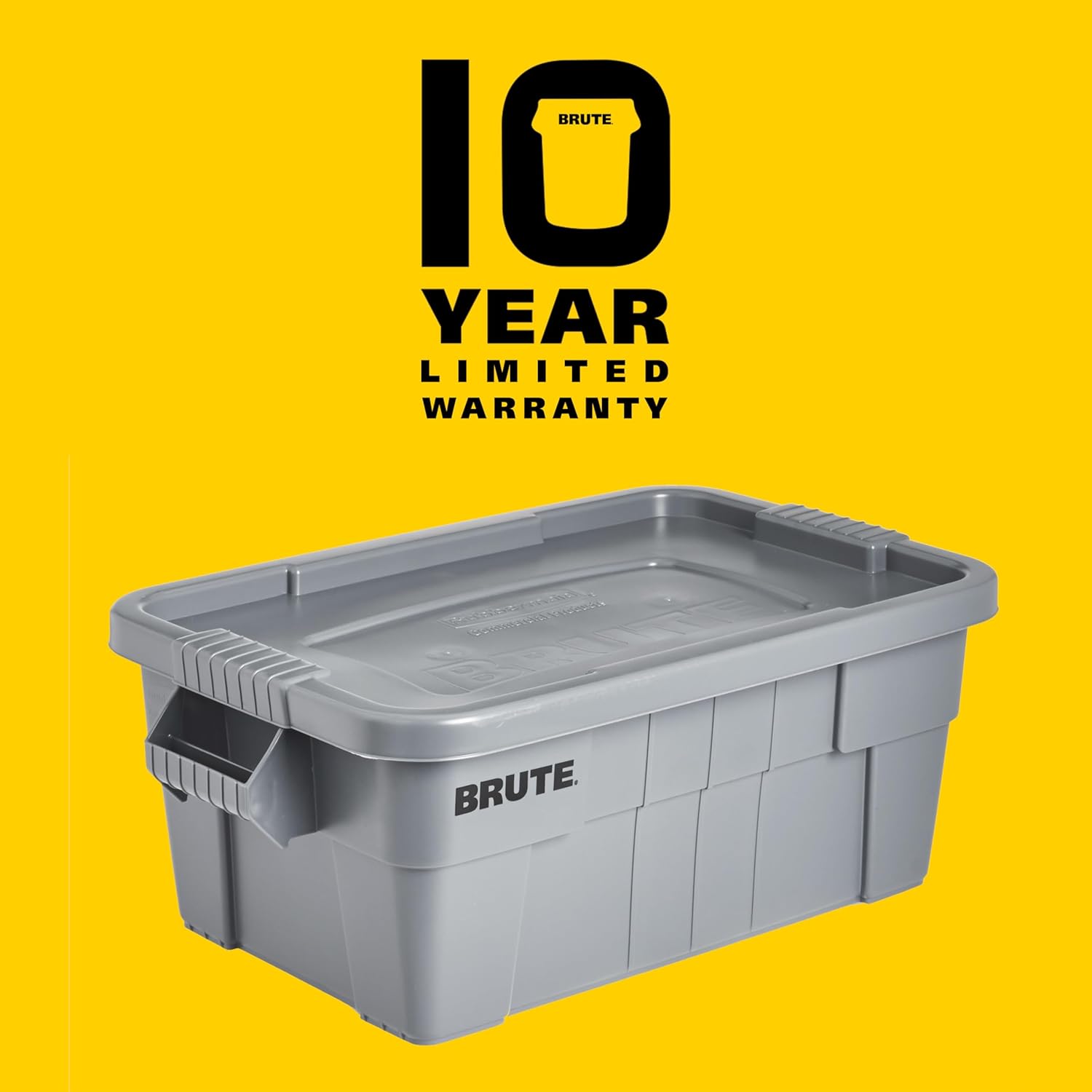 Rubbermaid Commercial Products BRUTE Tote Storage Container with Lid, 14-Gallon-included, Rugged/Reusable Boxes for Moving/Storing in Garage/Basement/Attic/Jobsite/Truck/Camping, Gray