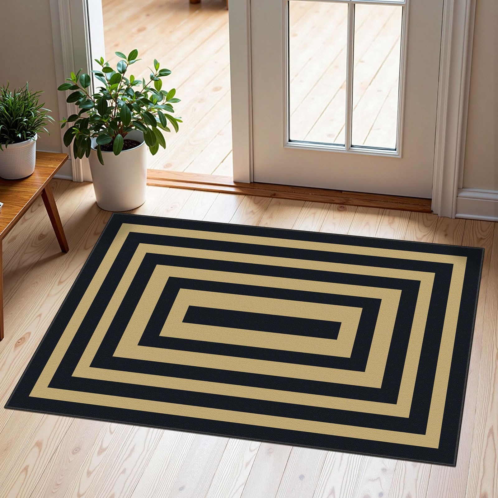 3x5 Floral Entry Rug - Small Washable Indoor Outdoor Mats for Front Door Non-Slip Porch Rug Beige Vintage Farmhouse Throw Rugs for Living Room Bedroom Entryway Kitchen Office Porch Decor