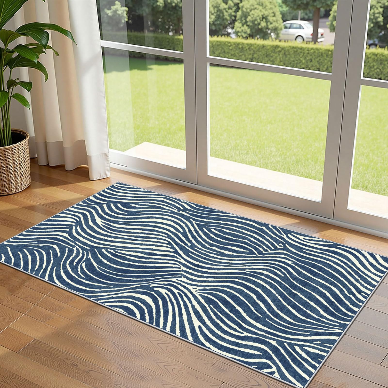 3x5 Floral Entry Rug - Small Washable Indoor Outdoor Mats for Front Door Non-Slip Porch Rug Beige Vintage Farmhouse Throw Rugs for Living Room Bedroom Entryway Kitchen Office Porch Decor