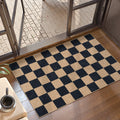 Lahome Colette Checkered Easy Jute 3x5 Outdoor Patio Rug, Washable Rugs for Entryway Diamond Indoor Outdoor Living Room Carpet, Farmhouse Neutral Non Slip Black Door Carpet for Backyard Bedroom