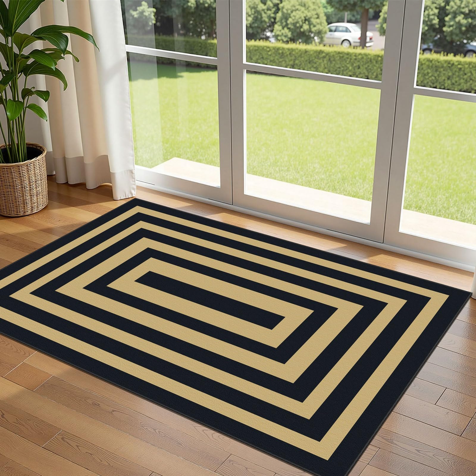 3x5 Floral Entry Rug - Small Washable Indoor Outdoor Mats for Front Door Non-Slip Porch Rug Beige Vintage Farmhouse Throw Rugs for Living Room Bedroom Entryway Kitchen Office Porch Decor