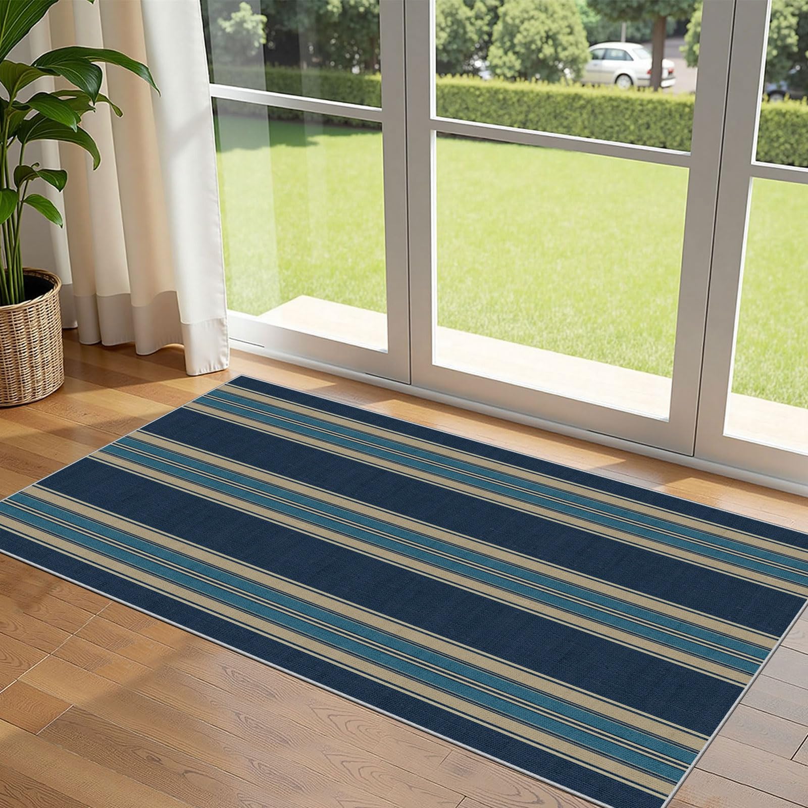 3x5 Floral Entry Rug - Small Washable Indoor Outdoor Mats for Front Door Non-Slip Porch Rug Beige Vintage Farmhouse Throw Rugs for Living Room Bedroom Entryway Kitchen Office Porch Decor