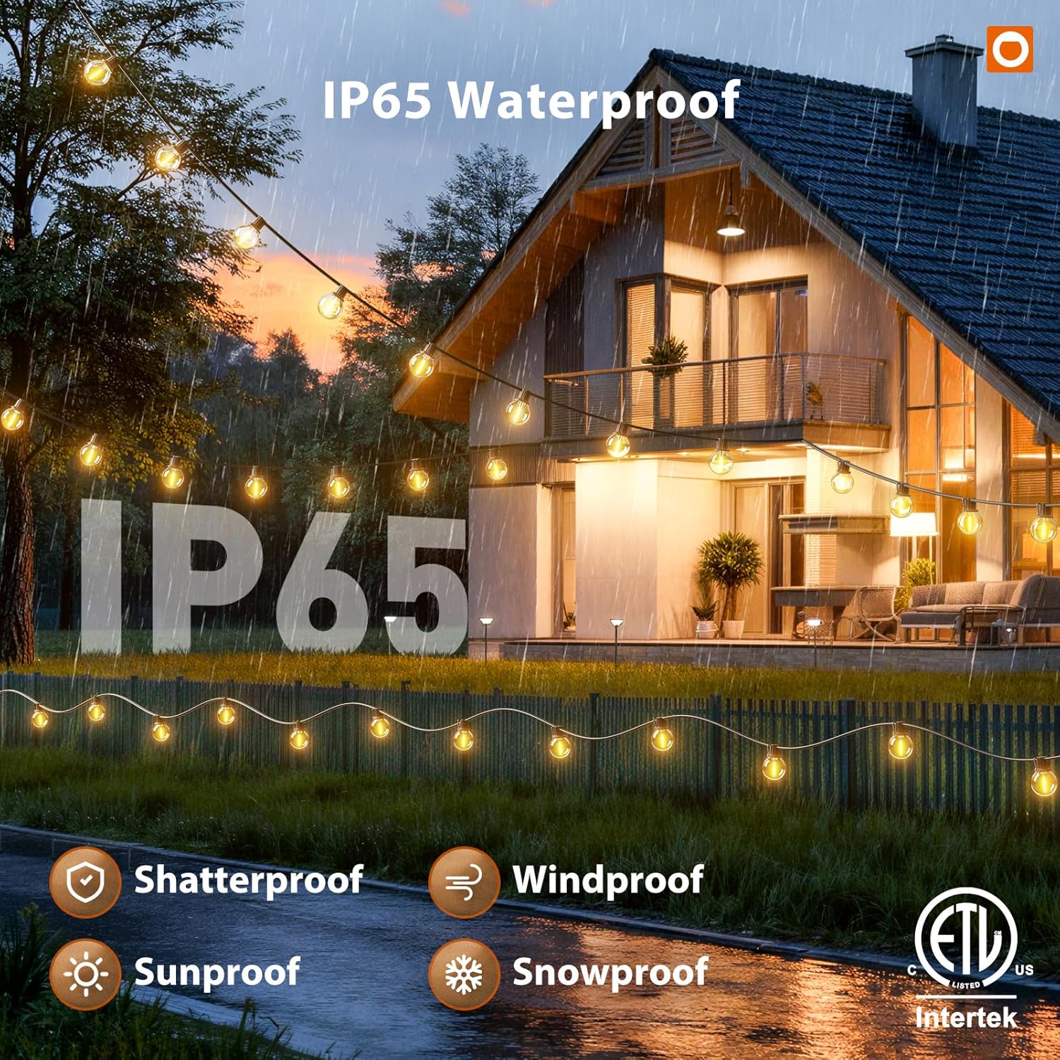 addlon 100FT Outdoor String Lights G40 with Remote, 54 LED Shatterproof Bulbs, Dimmable Patio Globe Lights Waterproof, Hanging Outside Lighting for Backyard, Garden, Deck, Balcony, Porch, Café, Decor