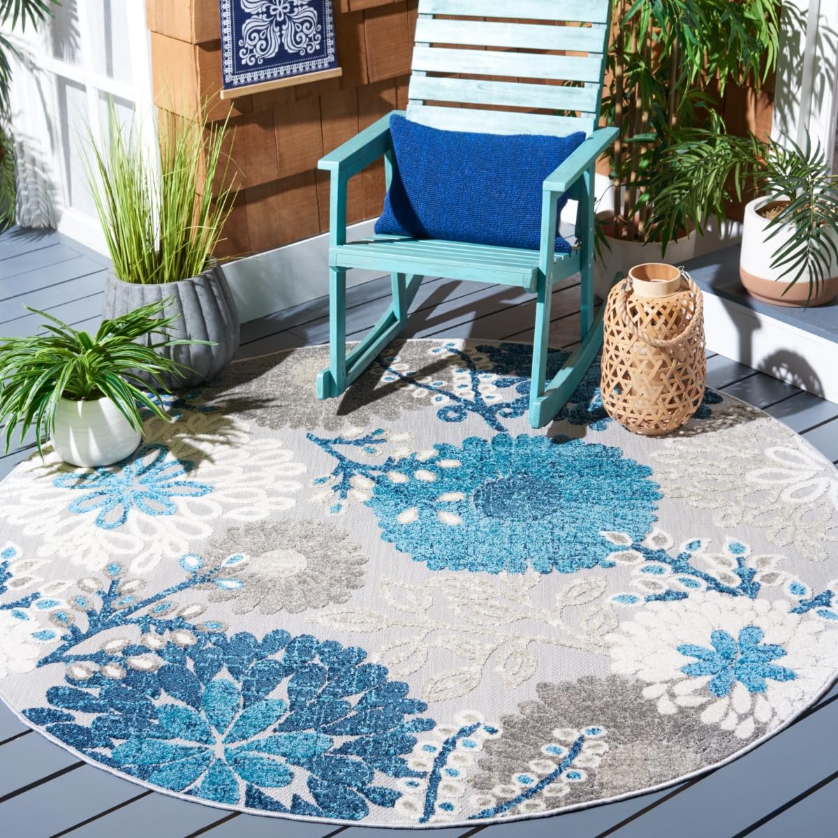 SAFAVIEH Washable Rug Outdoor Cabana Collection - 4' x 6', Cream & Red, Non-Shedding & Easy to Clean, Ideal for Patio, Backyard, Mudroom (CBN832A)