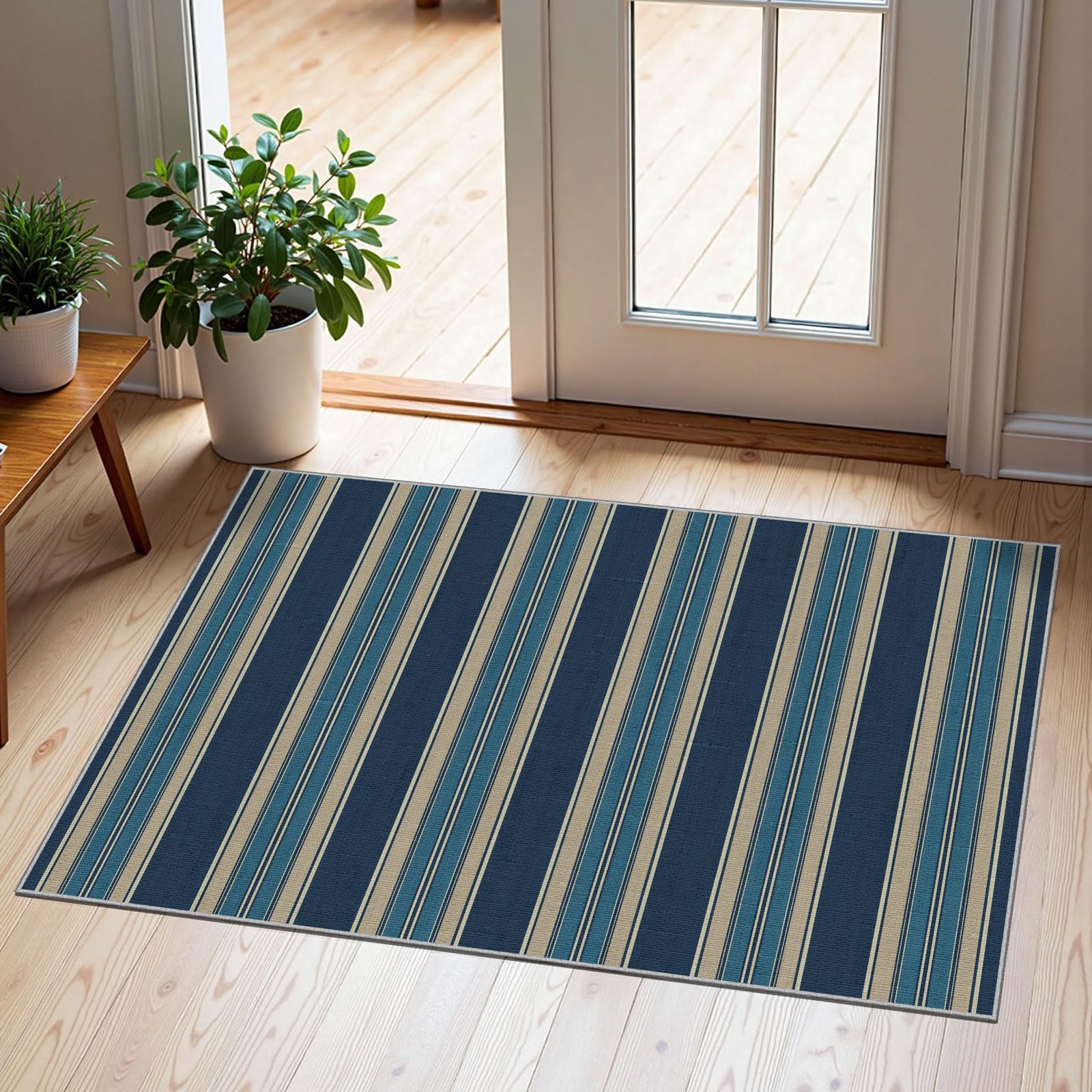 3x5 Floral Entry Rug - Small Washable Indoor Outdoor Mats for Front Door Non-Slip Porch Rug Beige Vintage Farmhouse Throw Rugs for Living Room Bedroom Entryway Kitchen Office Porch Decor