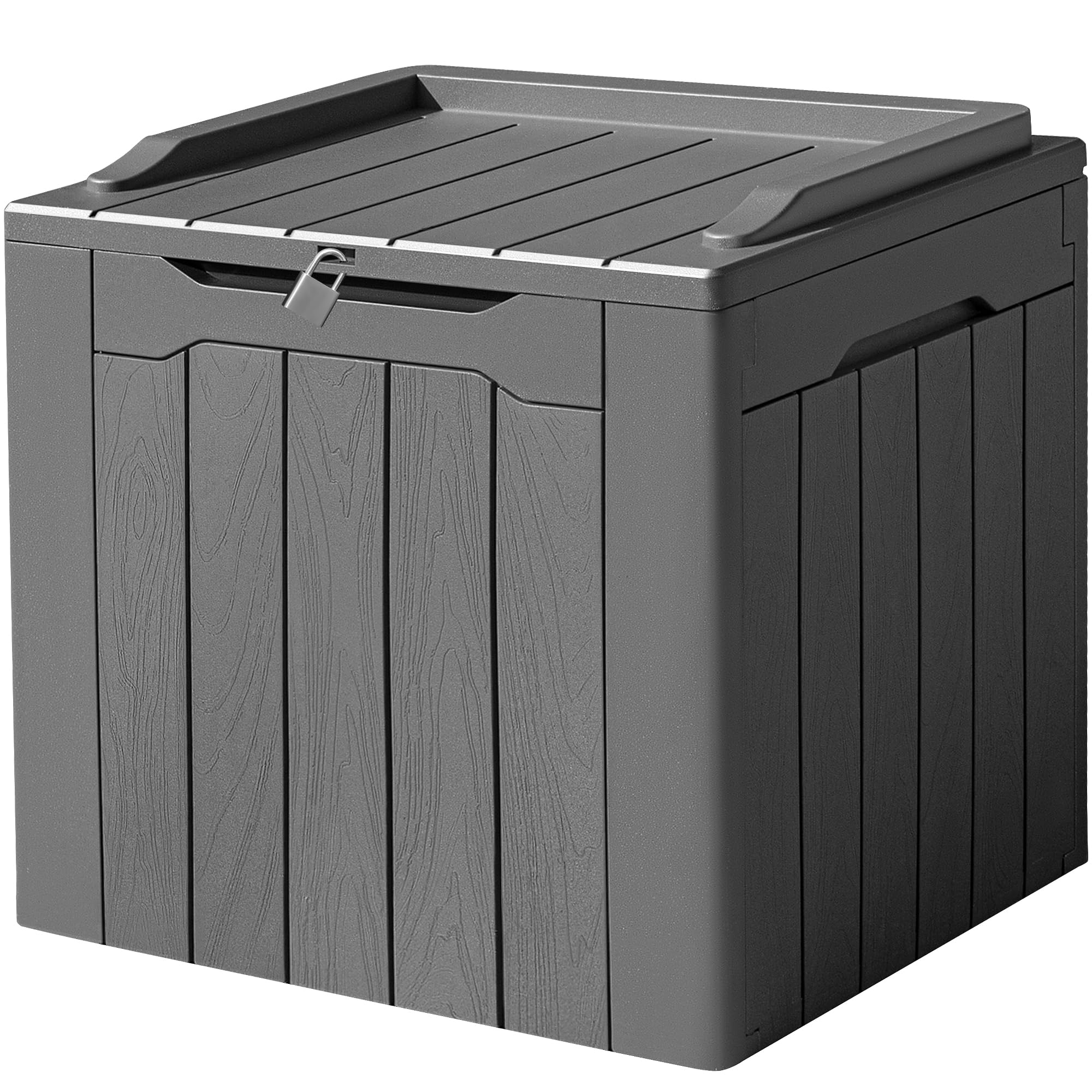 Devoko 100 Gallon Waterproof Large Resin Deck Box Indoor Outdoor Lockable Storage Container for Patio Furniture Cushions Garden Tools (100 Gallon, Black)