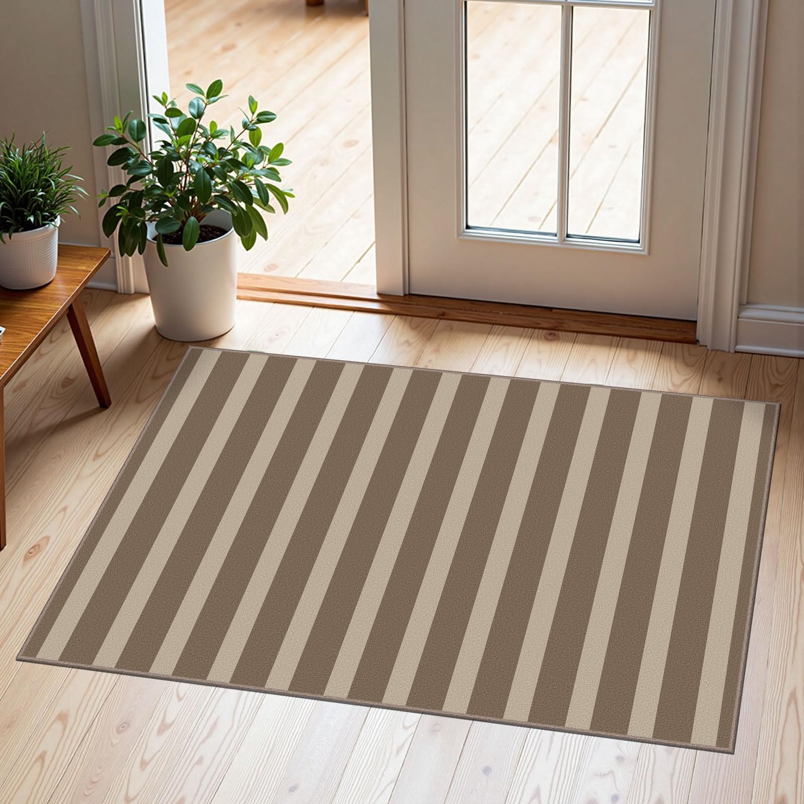 3x5 Floral Entry Rug - Small Washable Indoor Outdoor Mats for Front Door Non-Slip Porch Rug Beige Vintage Farmhouse Throw Rugs for Living Room Bedroom Entryway Kitchen Office Porch Decor