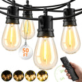 Outdoor String Lights LED Patio-Light - 100Ft Outside Waterproof Dimmable Porch Lights with Remote Shatterproof S14 Bulbs Outside Hanging Light Connectable Lighting for Gazebo Backyard Bistro Pergola