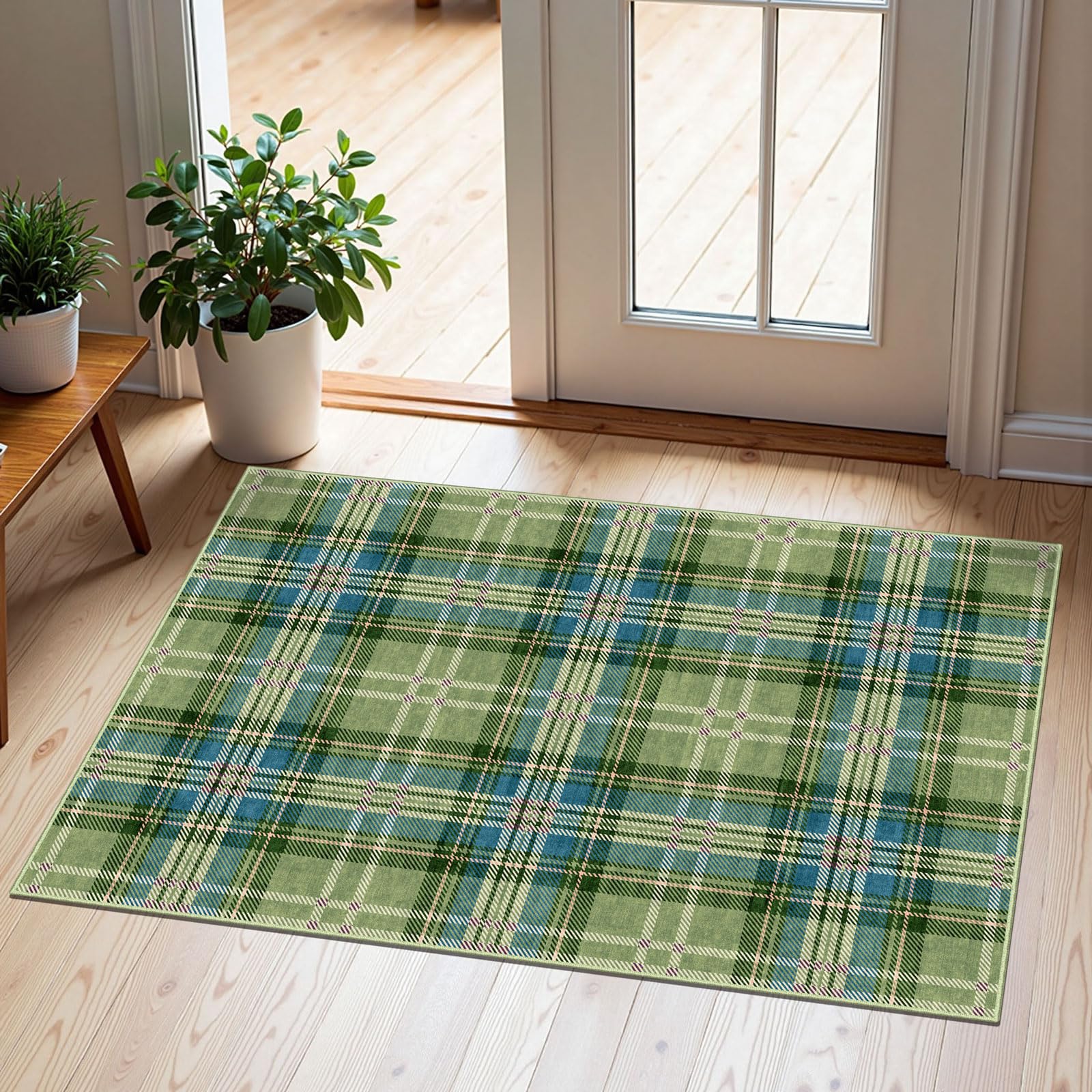 3x5 Floral Entry Rug - Small Washable Indoor Outdoor Mats for Front Door Non-Slip Porch Rug Beige Vintage Farmhouse Throw Rugs for Living Room Bedroom Entryway Kitchen Office Porch Decor