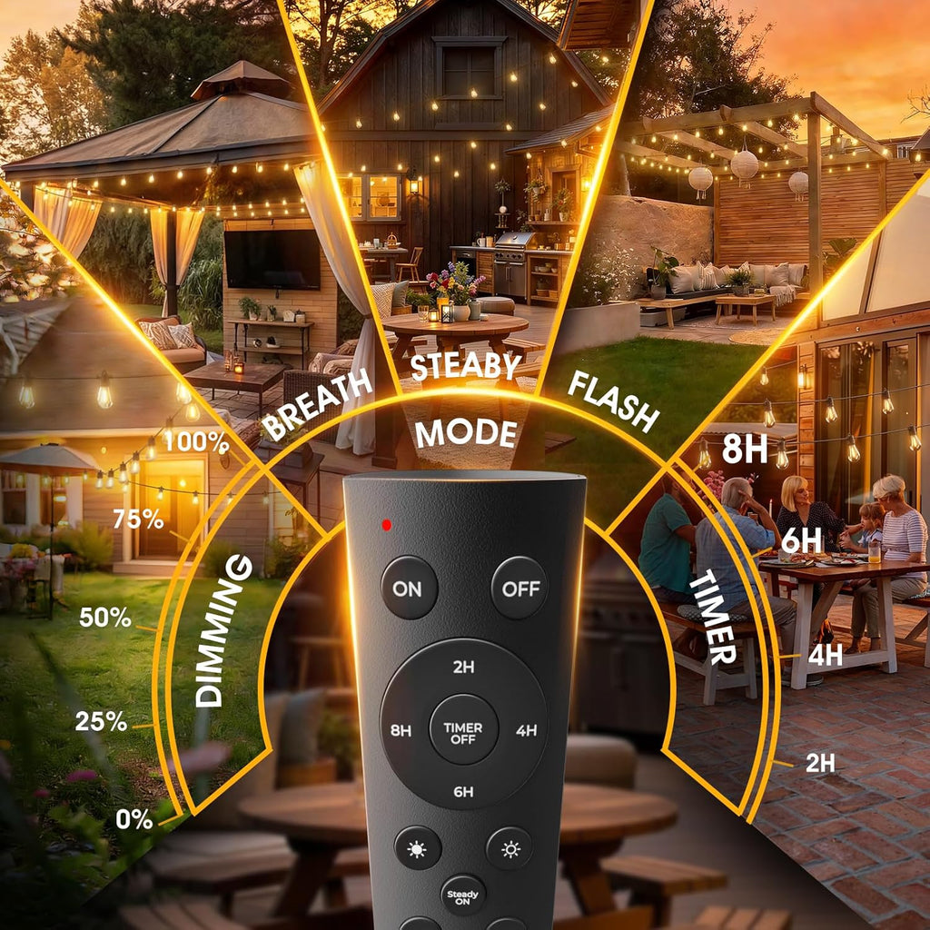 addlon 50FT LED Outdoor String Lights with Edison Shatterproof Bulbs, Weatherproof Strand, Commercial Grade Patio Lights, Decorative for Garden or Patio, Black