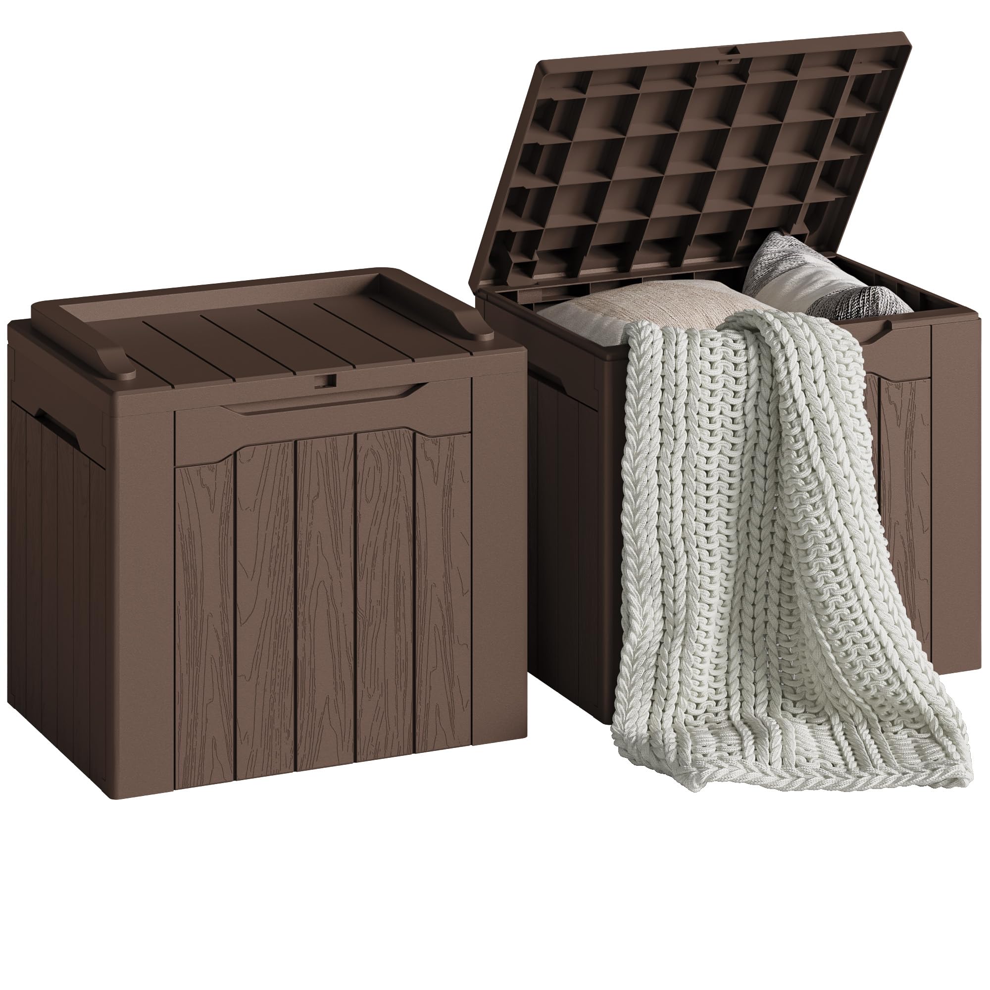 Devoko 78 Gallon Deck Box, Waterproof Resin Outdoor Storage Box for Outside and Patio, Outdoor Storage Bench Lockable for Patio Furniture, Garden Tools and Pool Supplies (Black, 78 Gallon)