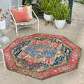 Unique Loom Outdoor Traditional Collection Area Rug - Limon (5' 3" x 8' Rectangle, Multi/ Red)