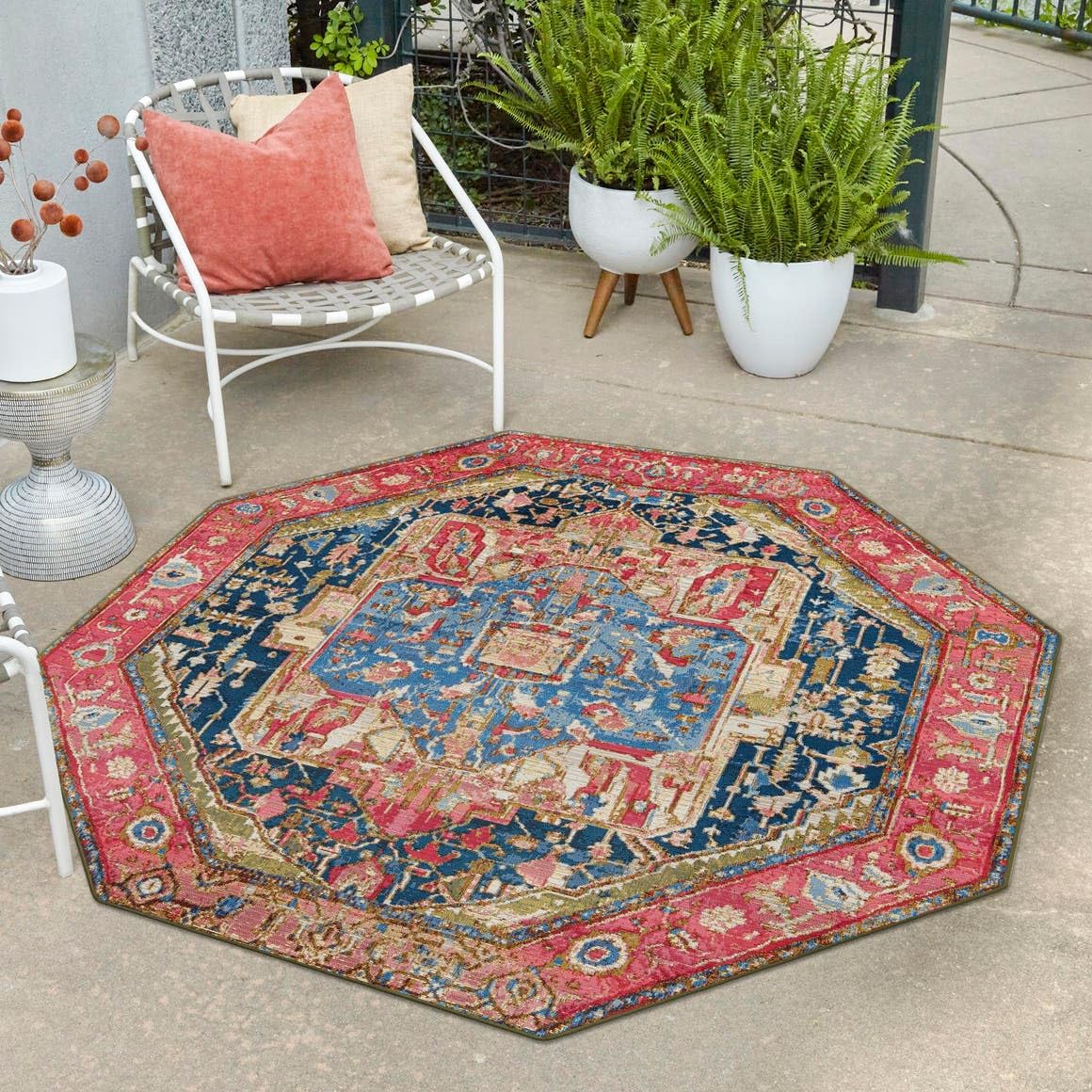 Unique Loom Outdoor Traditional Collection Area Rug - Limon (5' 3" x 8' Rectangle, Multi/ Red)