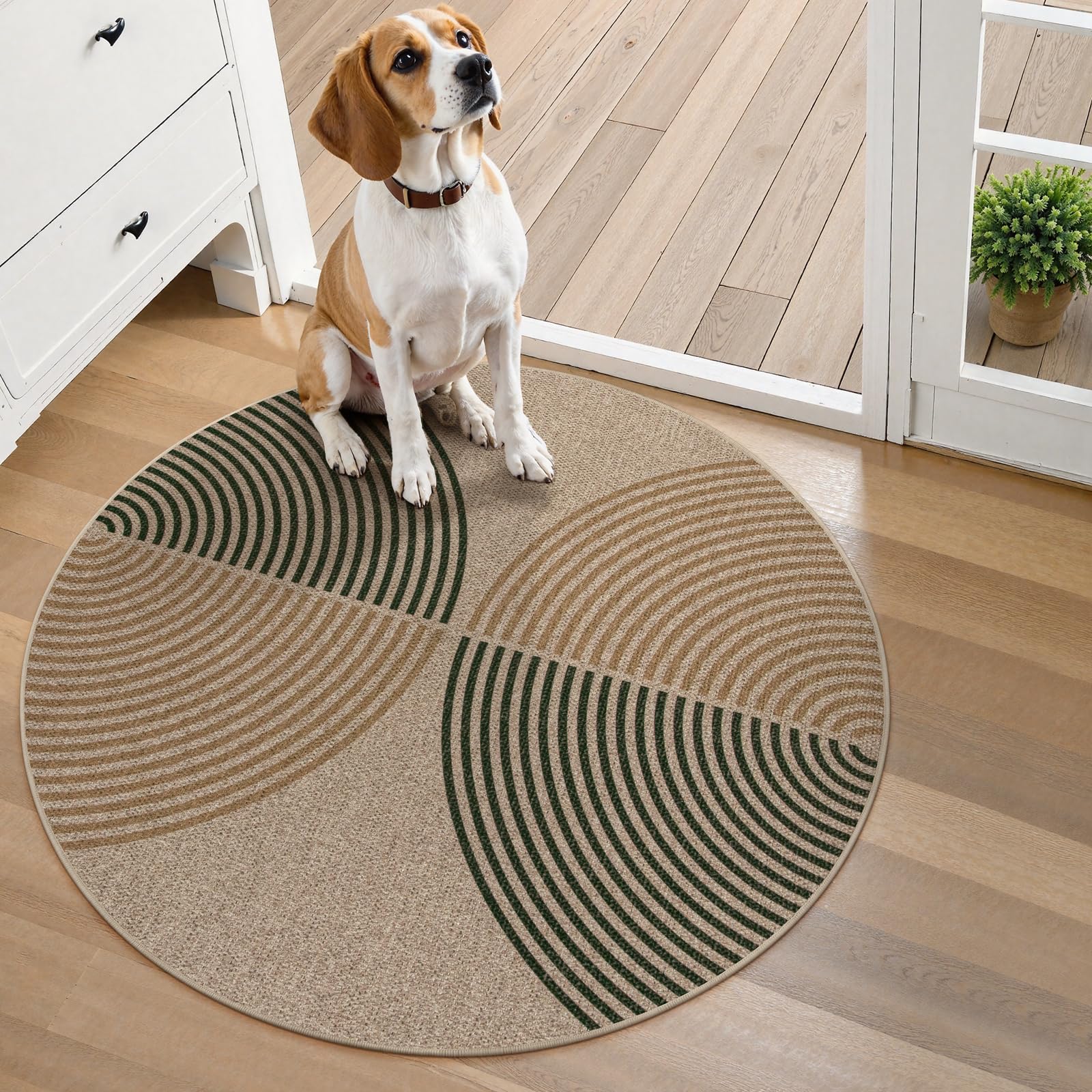 Lahome Enfys Modern Rainbow Easy Jute Outdoor Patio Rug, 3x5 Black Washable Rugs for Entryway Office Farmhouse Classroom Carpet, Contemporary Non Slip Front Door Mat for Porch Guestroom Room Decor