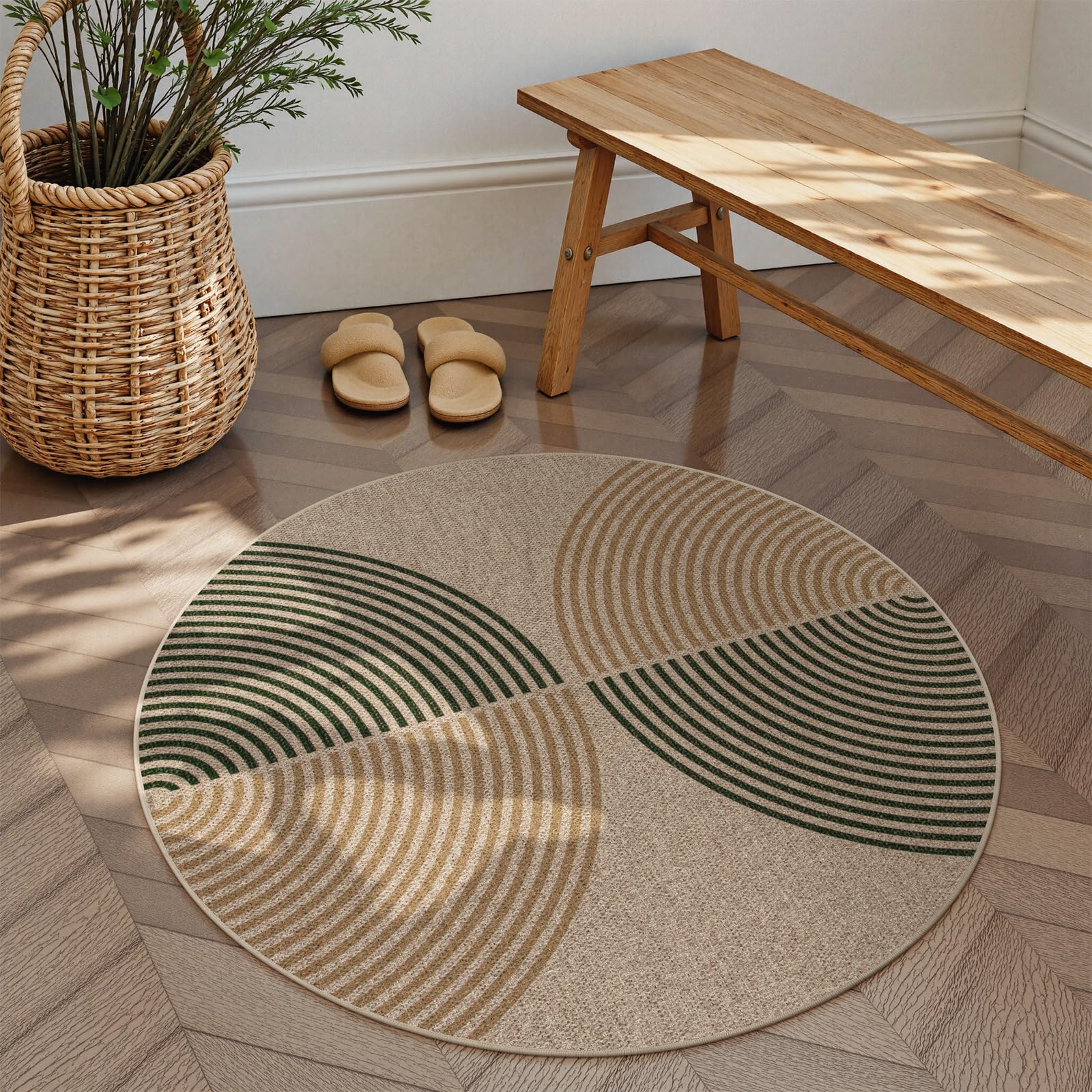 Lahome Enfys Modern Rainbow Easy Jute Outdoor Patio Rug, 3x5 Black Washable Rugs for Entryway Office Farmhouse Classroom Carpet, Contemporary Non Slip Front Door Mat for Porch Guestroom Room Decor