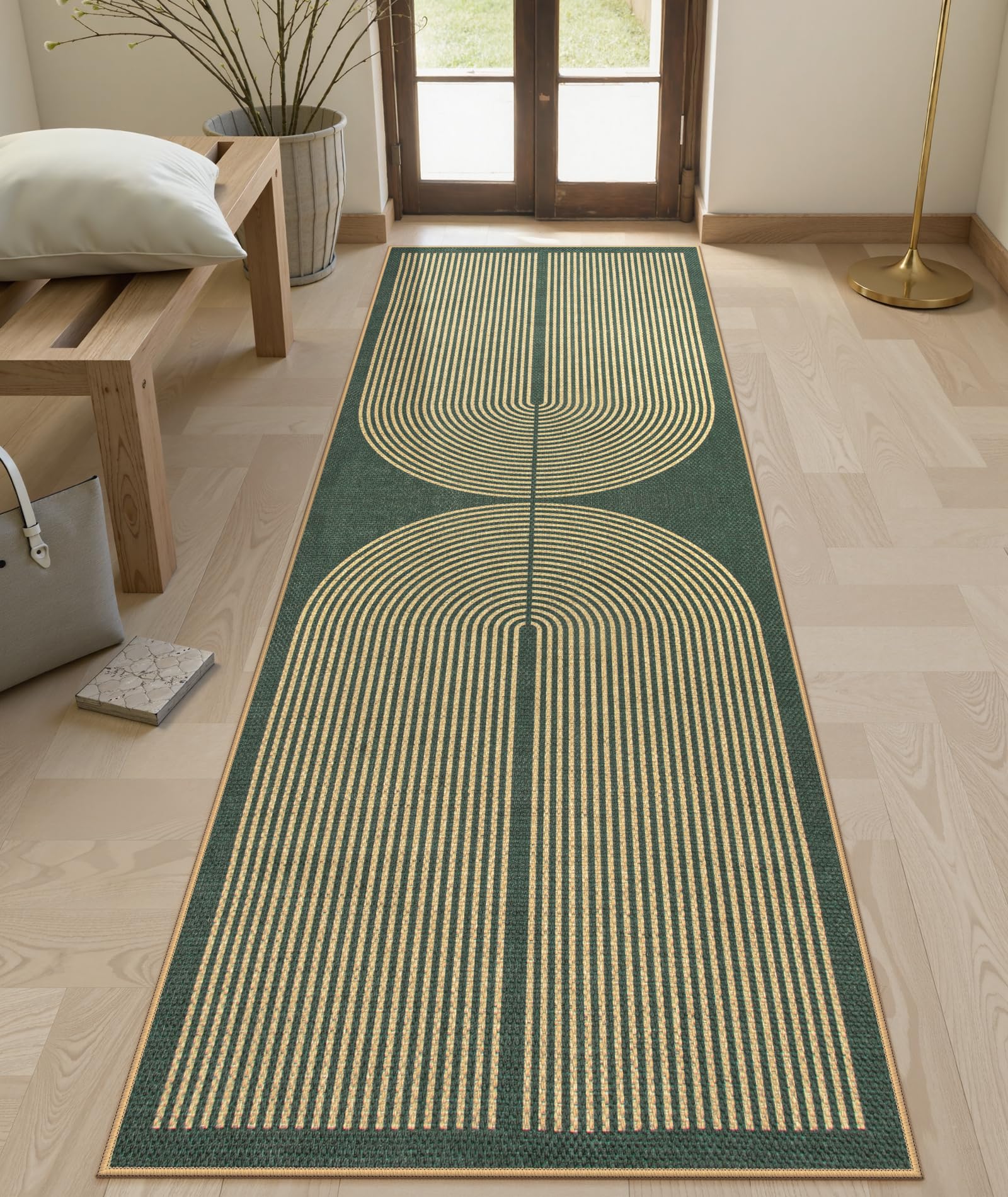 Lahome Enfys Modern Rainbow Easy Jute Outdoor Patio Rug, 3x5 Black Washable Rugs for Entryway Office Farmhouse Classroom Carpet, Contemporary Non Slip Front Door Mat for Porch Guestroom Room Decor