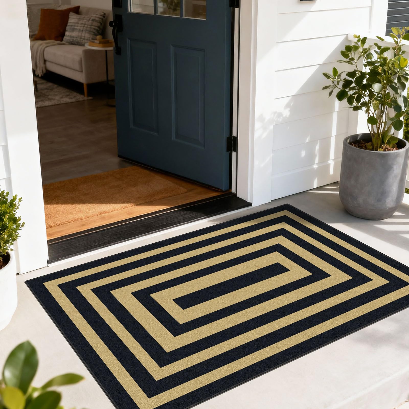 3x5 Floral Entry Rug - Small Washable Indoor Outdoor Mats for Front Door Non-Slip Porch Rug Beige Vintage Farmhouse Throw Rugs for Living Room Bedroom Entryway Kitchen Office Porch Decor