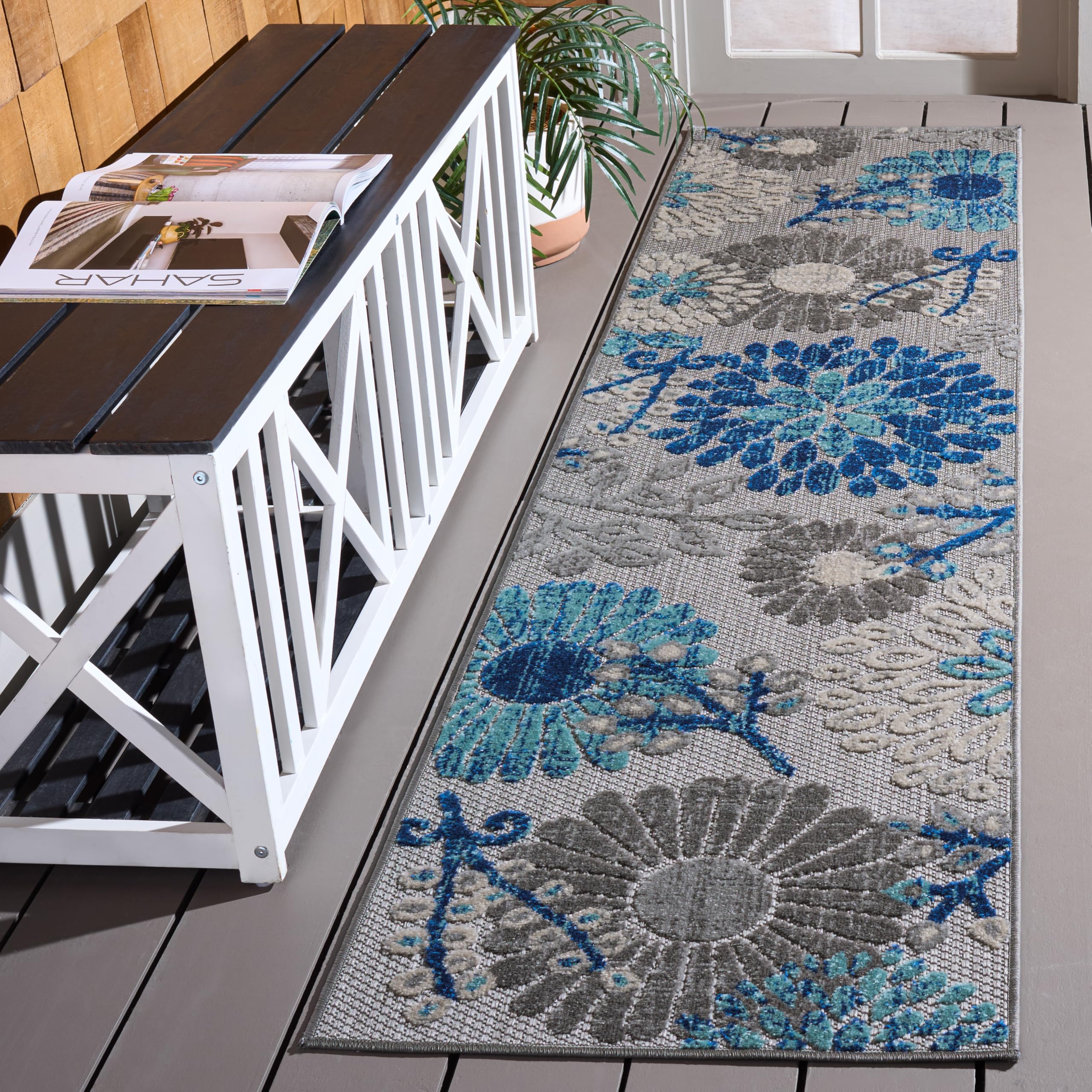 SAFAVIEH Washable Rug Outdoor Cabana Collection - 4' x 6', Cream & Red, Non-Shedding & Easy to Clean, Ideal for Patio, Backyard, Mudroom (CBN832A)