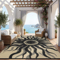 Garvee Outdoor Rug 5x8 Waterproof Patio Rugs with Boho Sun Pattern, Reversible Plastic Straw Camping Rugs Outdoor Indoor RV Mat Carpet for Deck, Backyard, Picnic, Porch, Balcony, Beach, Orange