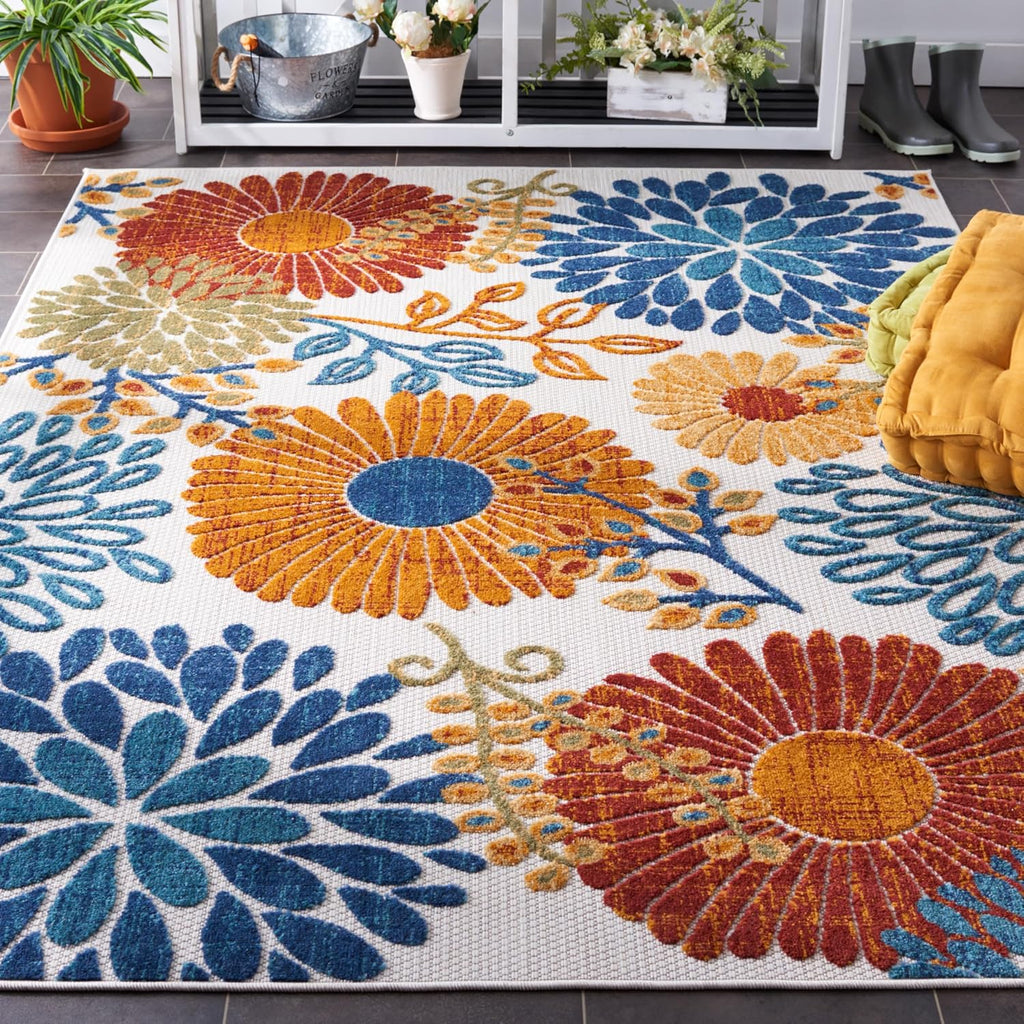 SAFAVIEH Washable Rug Outdoor Cabana Collection - 4' x 6', Cream & Red, Non-Shedding & Easy to Clean, Ideal for Patio, Backyard, Mudroom (CBN832A)