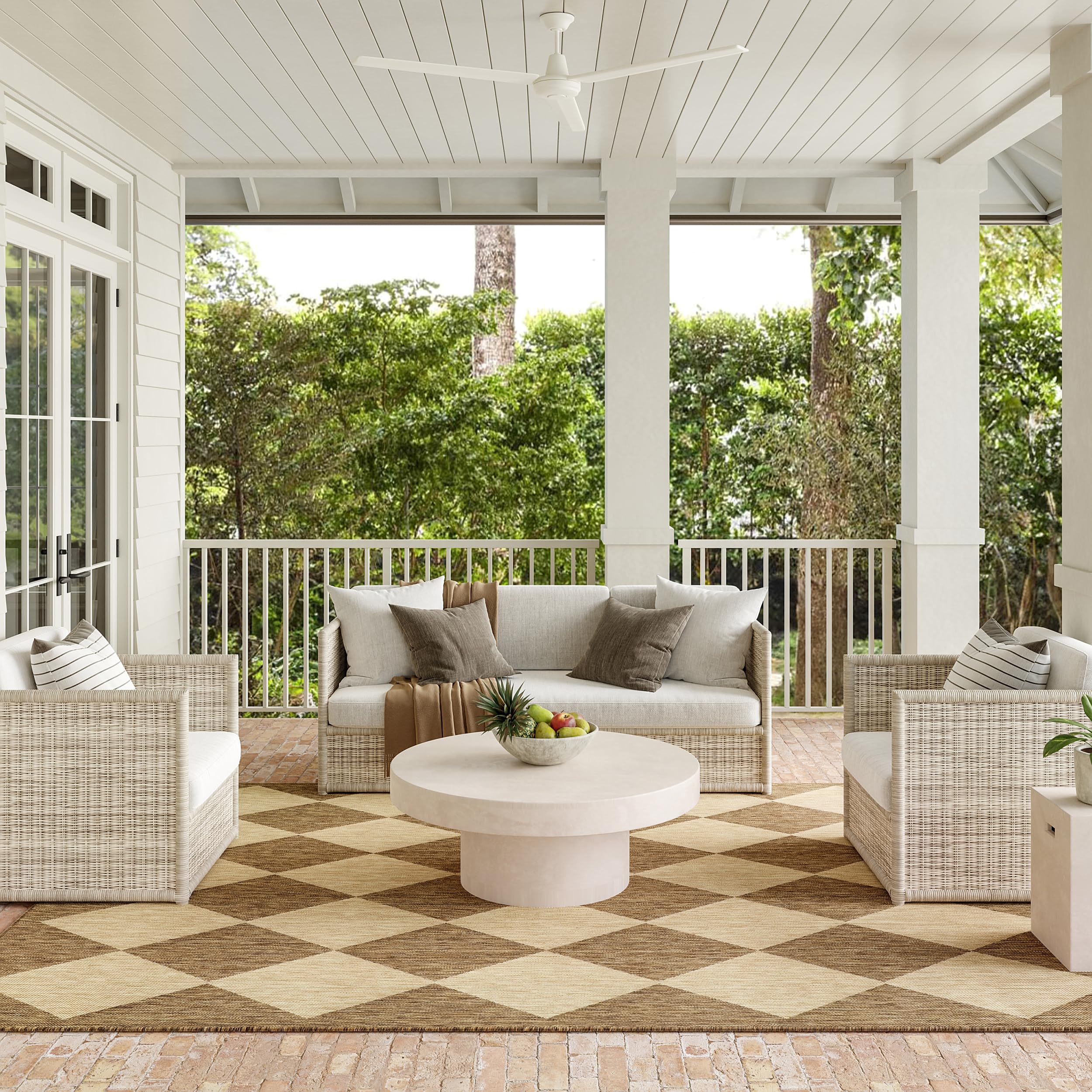Nuloom Outdoor Performance Collection Sabina Dark Grey/Ivory, 8' x 10', Soft, High Traffic, Stain Resistant, Easy Clean, Durable Area Rug for Indoor/Outdoor Patio, Deck, Porch, Garden, Courtyard