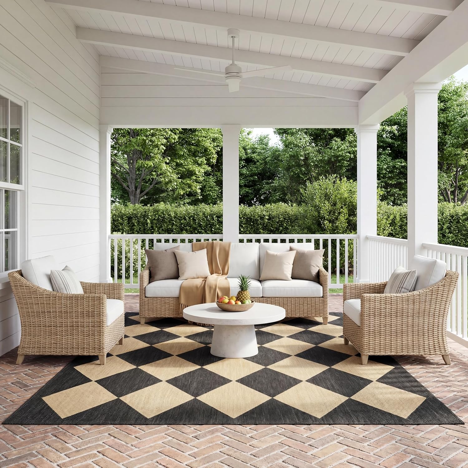 Nuloom Outdoor Performance Collection Sabina Dark Grey/Ivory, 8' x 10', Soft, High Traffic, Stain Resistant, Easy Clean, Durable Area Rug for Indoor/Outdoor Patio, Deck, Porch, Garden, Courtyard