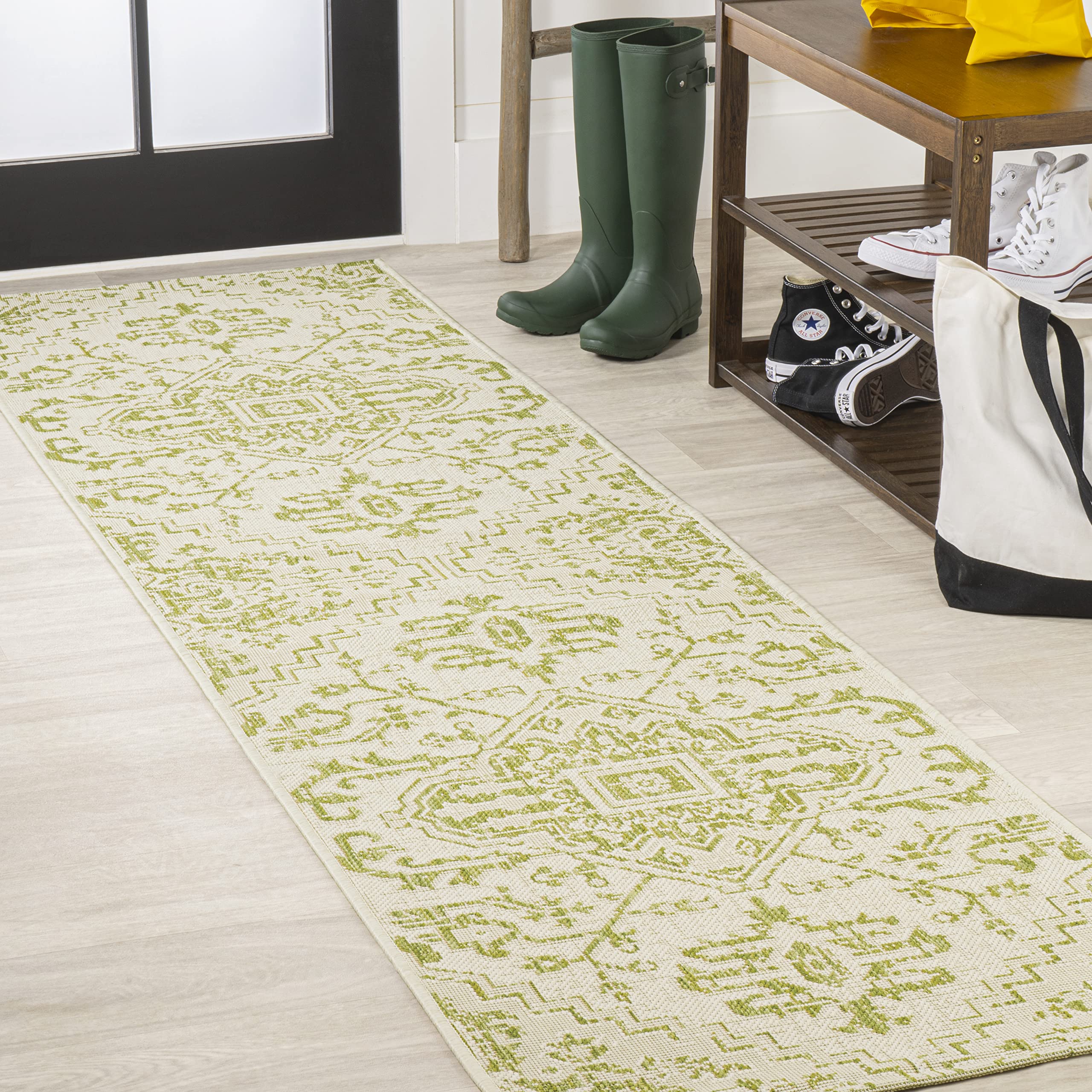 JONATHAN Y Boho Medallion Indoor Outdoor Area Rug 4X6 Navy/Gray, Estrella Textured Weave for Backyard, Patio, Porch, Easy-Cleaning, High Traffic, Pet-Friendly, Non-Shedding (SMB105B-4)
