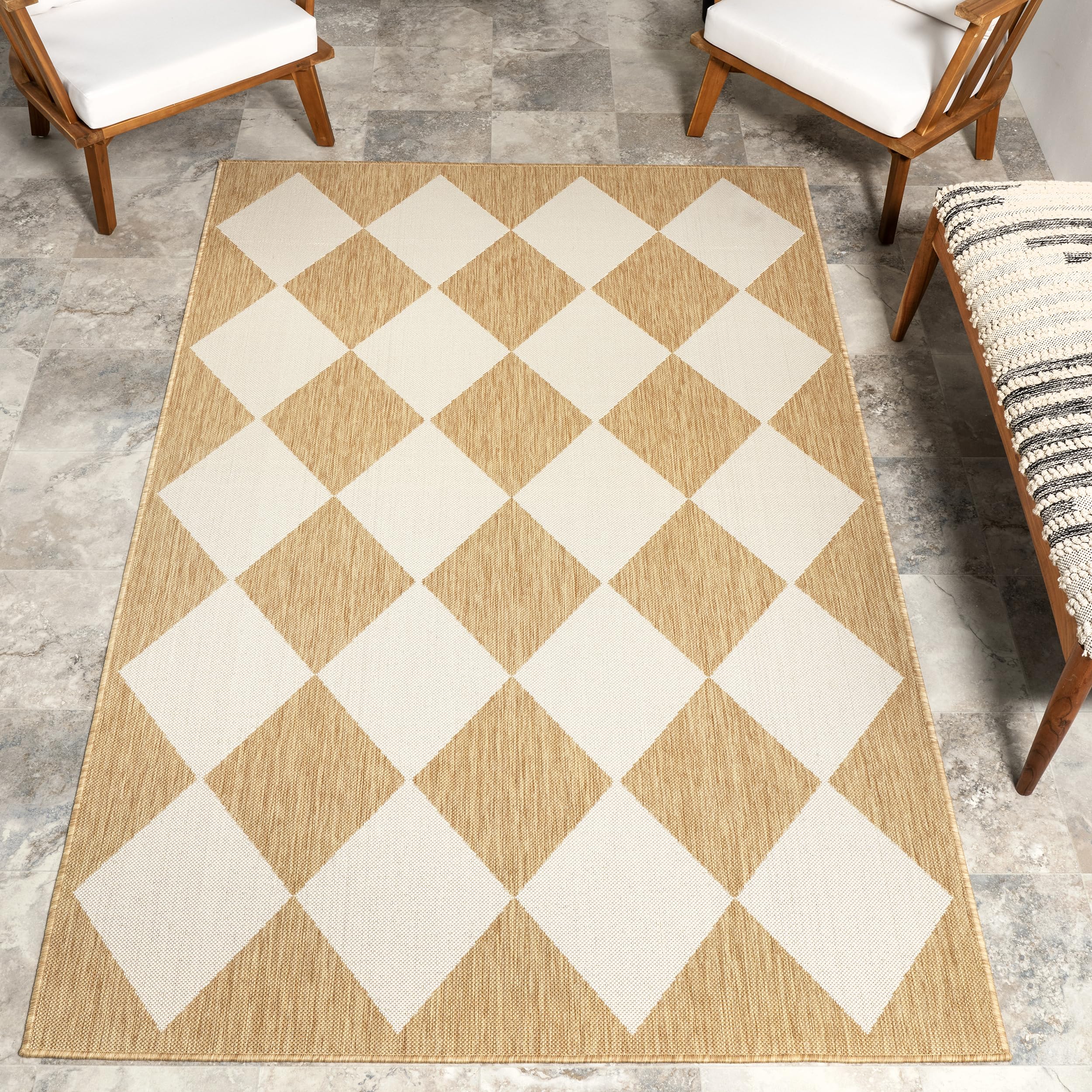 Nuloom Outdoor Performance Collection Sabina Dark Grey/Ivory, 8' x 10', Soft, High Traffic, Stain Resistant, Easy Clean, Durable Area Rug for Indoor/Outdoor Patio, Deck, Porch, Garden, Courtyard