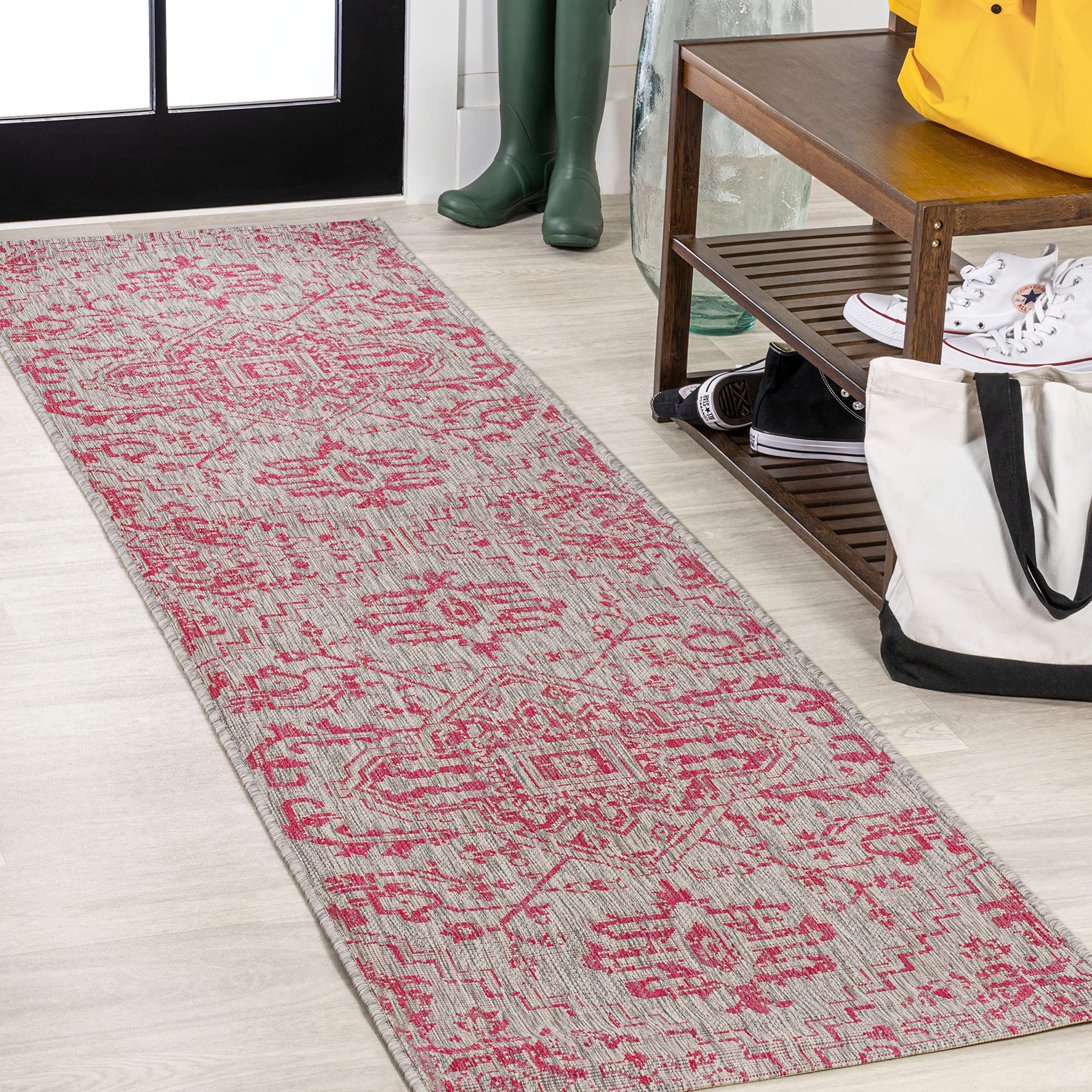 JONATHAN Y Boho Medallion Indoor Outdoor Area Rug 4X6 Navy/Gray, Estrella Textured Weave for Backyard, Patio, Porch, Easy-Cleaning, High Traffic, Pet-Friendly, Non-Shedding (SMB105B-4)