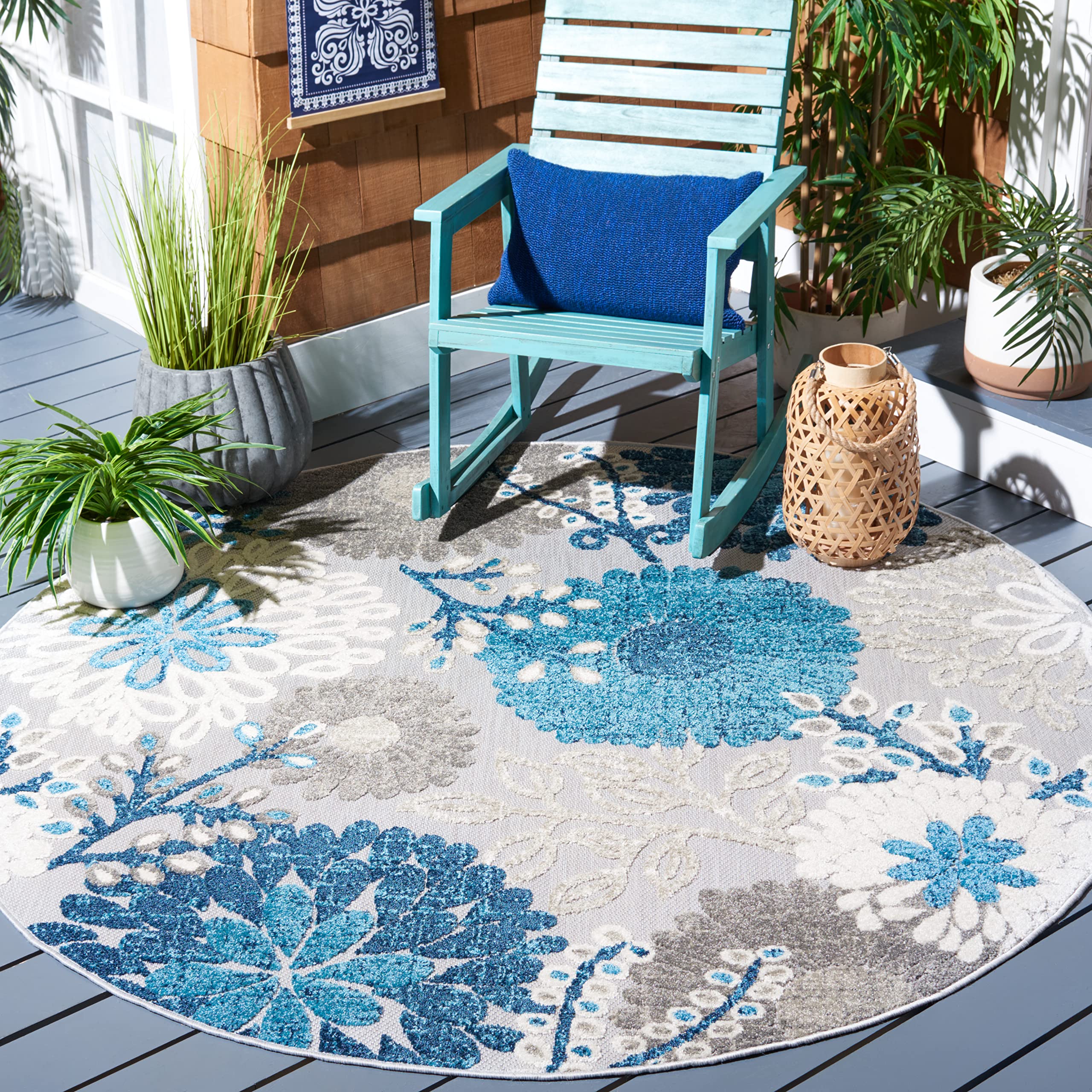 SAFAVIEH Washable Rug Outdoor Cabana Collection - 4' x 6', Cream & Red, Non-Shedding & Easy to Clean, Ideal for Patio, Backyard, Mudroom (CBN832A)