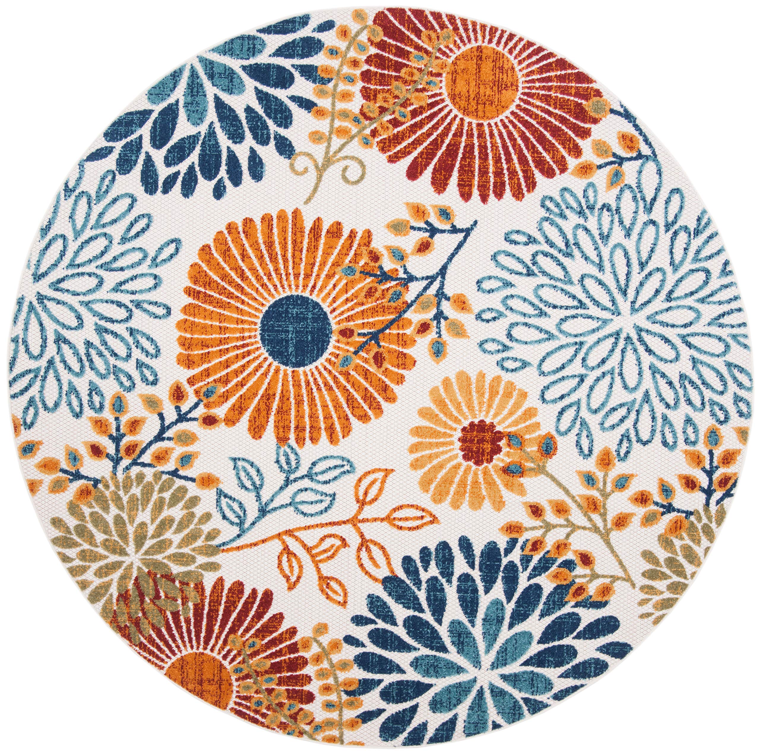 SAFAVIEH Washable Rug Outdoor Cabana Collection - 4' x 6', Cream & Red, Non-Shedding & Easy to Clean, Ideal for Patio, Backyard, Mudroom (CBN832A)
