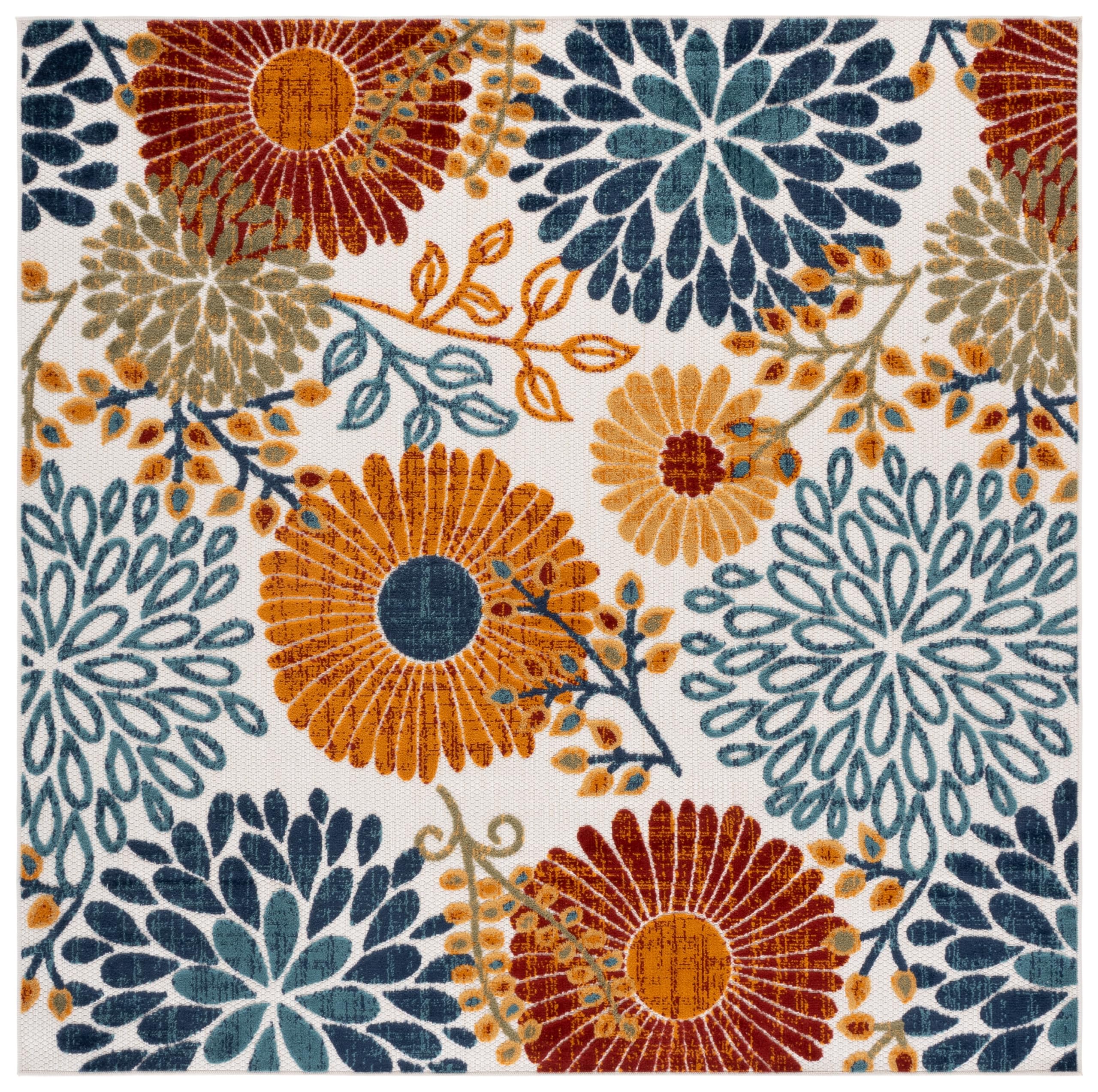 SAFAVIEH Washable Rug Outdoor Cabana Collection - 4' x 6', Cream & Red, Non-Shedding & Easy to Clean, Ideal for Patio, Backyard, Mudroom (CBN832A)