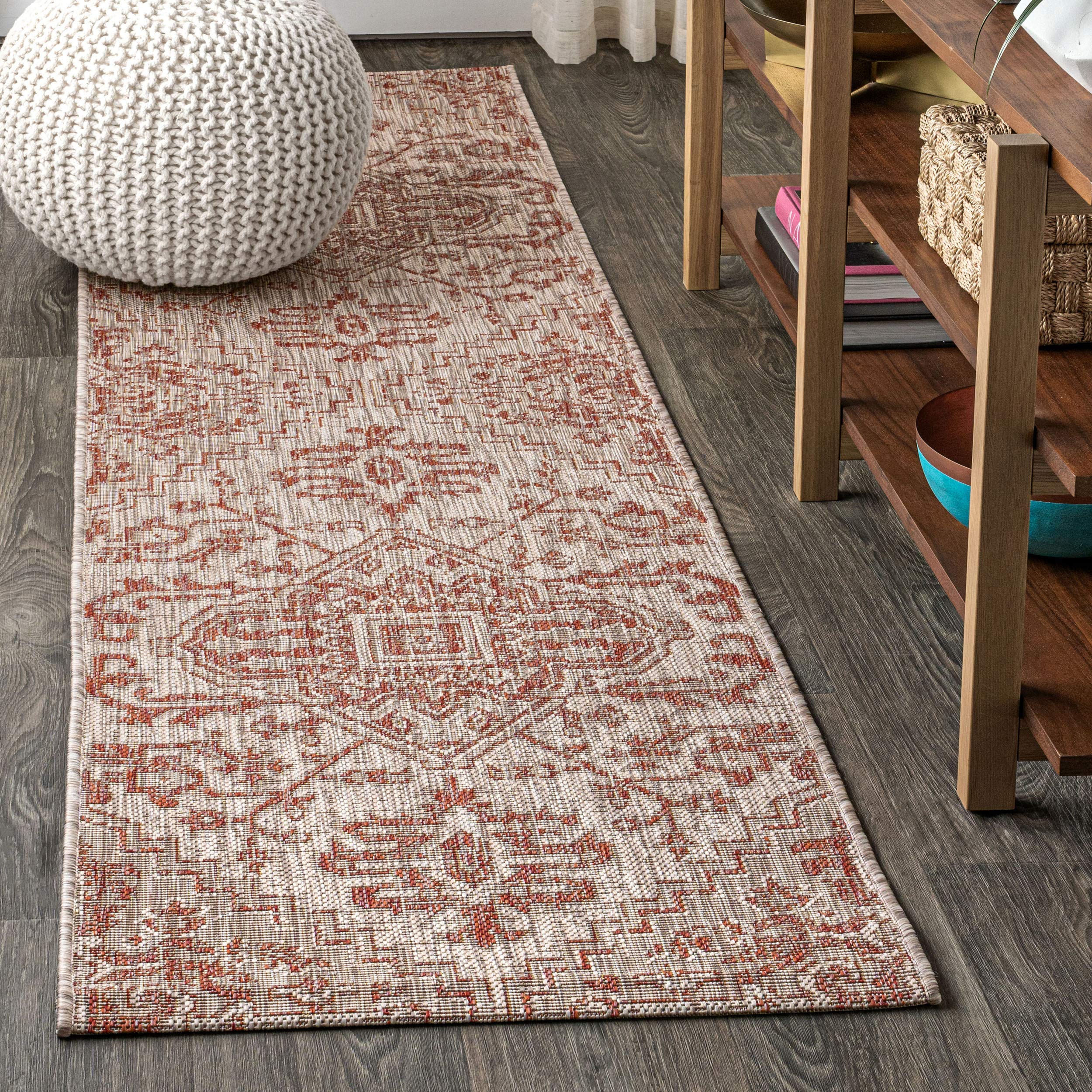 JONATHAN Y Boho Medallion Indoor Outdoor Area Rug 4X6 Navy/Gray, Estrella Textured Weave for Backyard, Patio, Porch, Easy-Cleaning, High Traffic, Pet-Friendly, Non-Shedding (SMB105B-4)