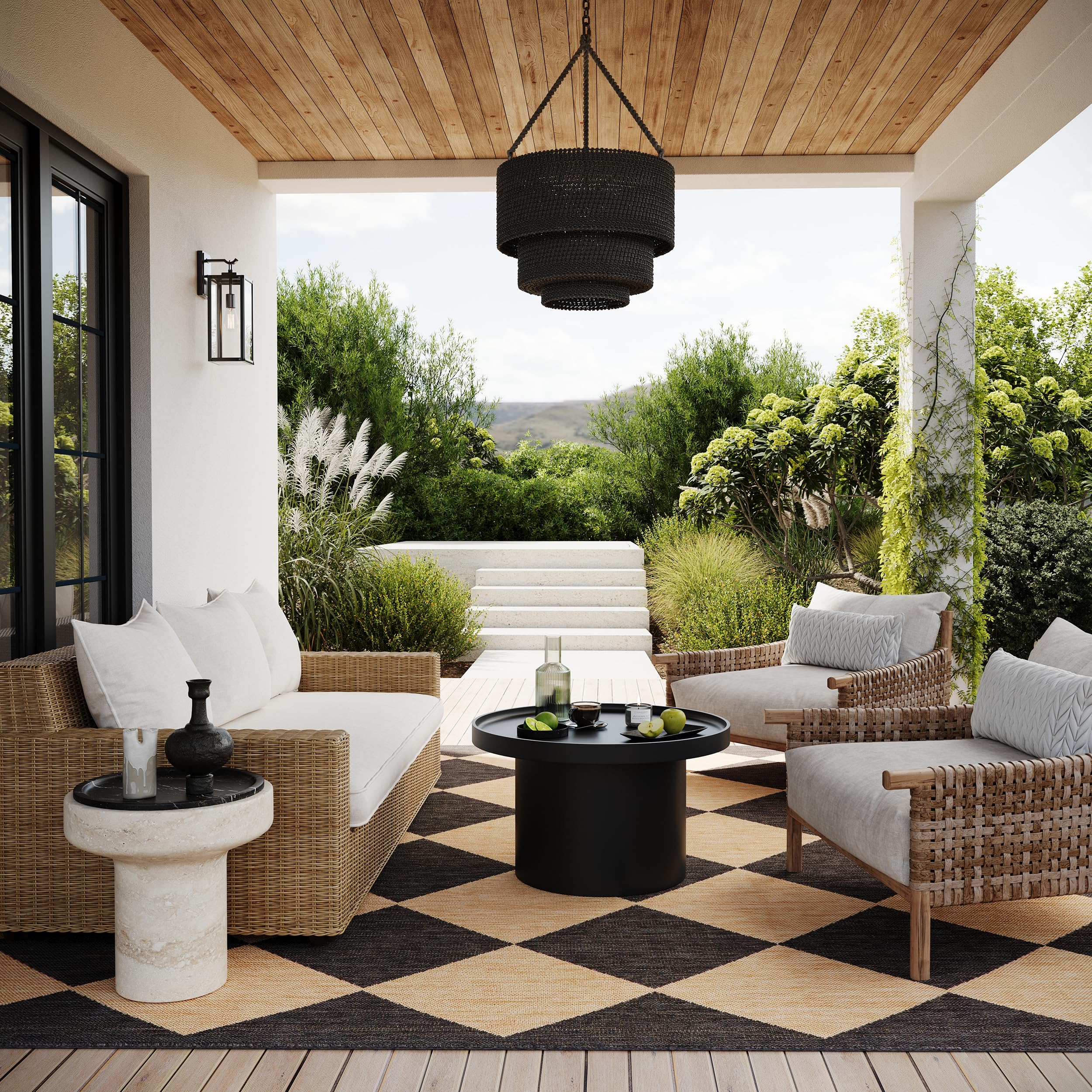 Nuloom Outdoor Performance Collection Sabina Dark Grey/Ivory, 8' x 10', Soft, High Traffic, Stain Resistant, Easy Clean, Durable Area Rug for Indoor/Outdoor Patio, Deck, Porch, Garden, Courtyard